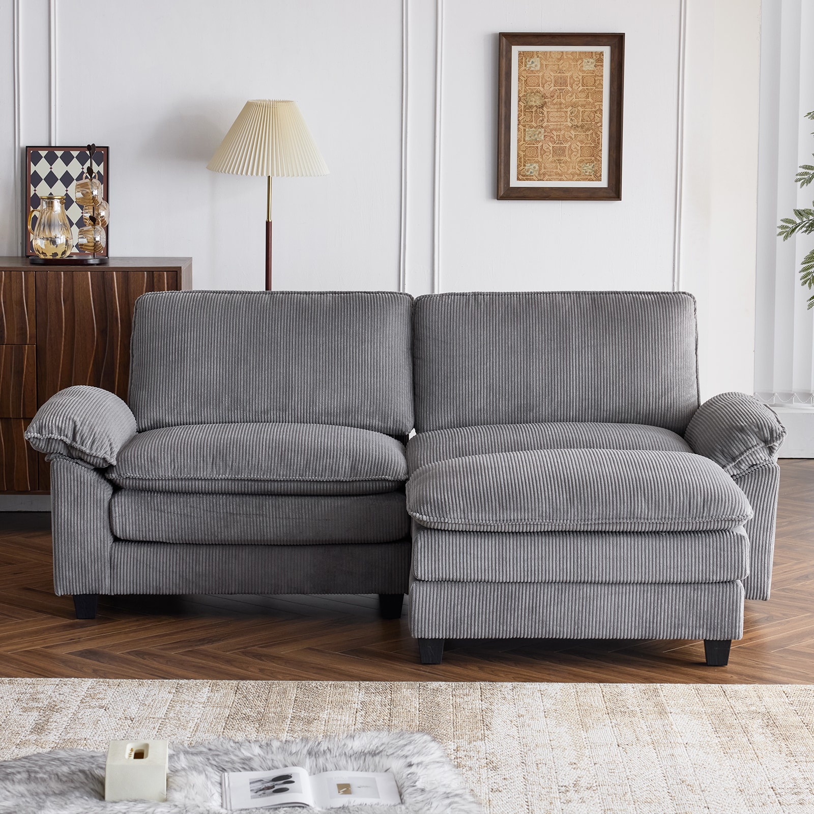 Outopee LO1G98000286+88 76.2-in Modern Gray Loveseat