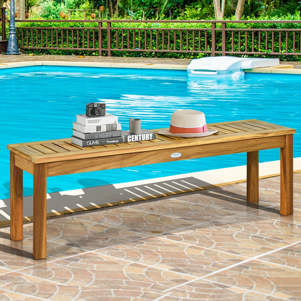 Clihome CWCH-OP70AD391 Outdoor Bench 52-Inches W x 17.5-Inches H Wood Acacia Dining Bench