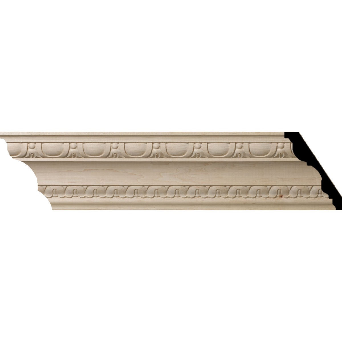 Ekena Millwork 4 in. x 94-1/2 in. x 5-1/2 in. Unfinished Cherry Bedford Carved Wood Crown Moulding