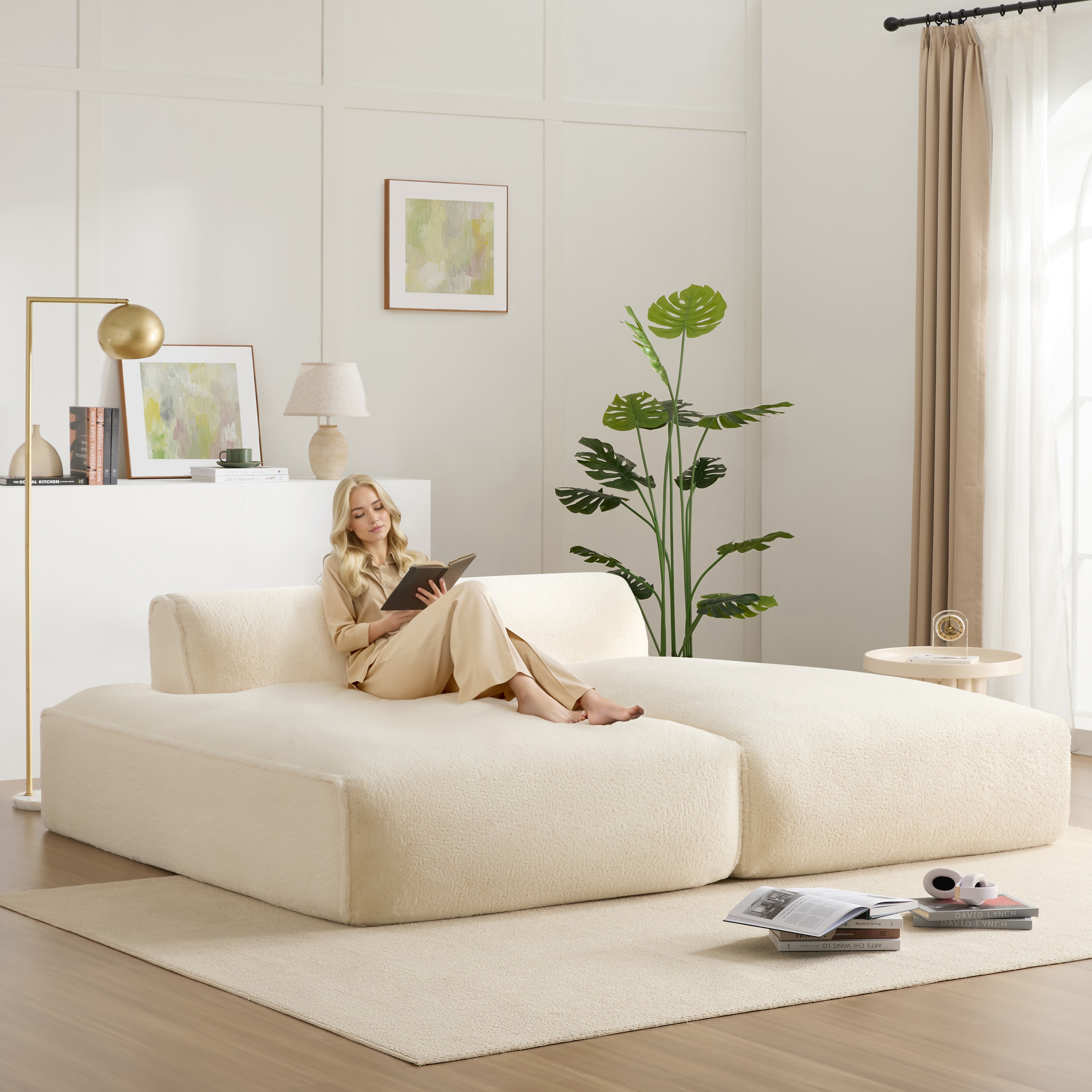 ModernLuxe N723S9701A Oversized Modular Sectional SofaFully CompressedSpacious FoamFilled Sofa Bed for Living Roomelderly  friendly design2 PC Free CombinationNo Assembly Required3 Colors
