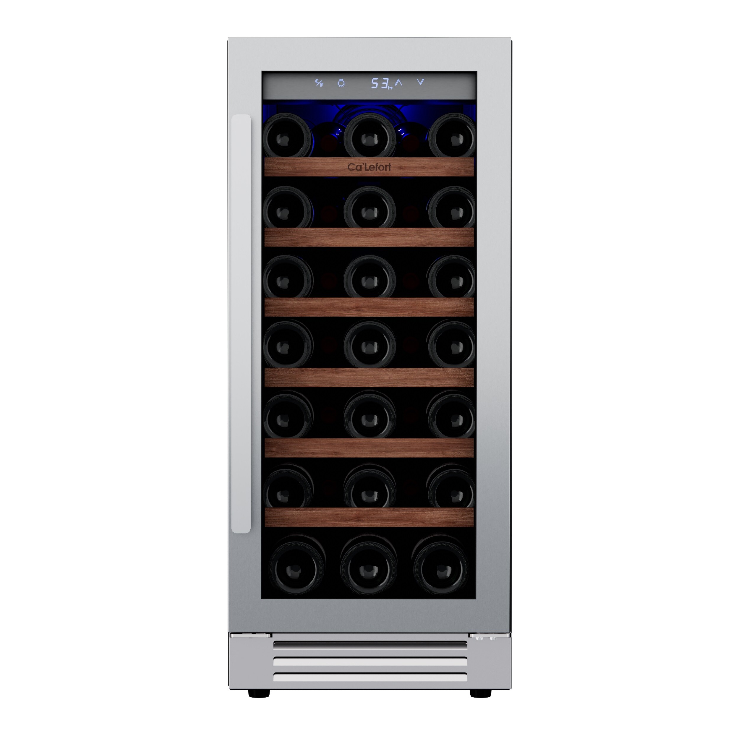 Ca'Lefort 15'' Stainless Steel 33-Bottle Wine Cooler with Glass Door