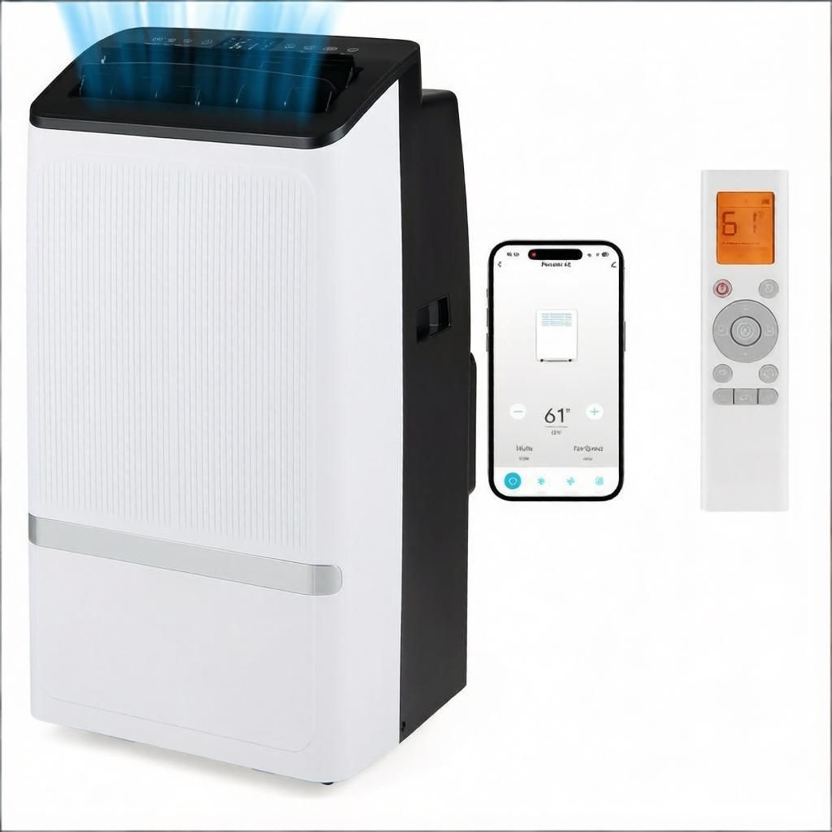 Loheer 14000-BTU 750-Sq Ft White Smart Portable Air Conditioner with Dehumidifier