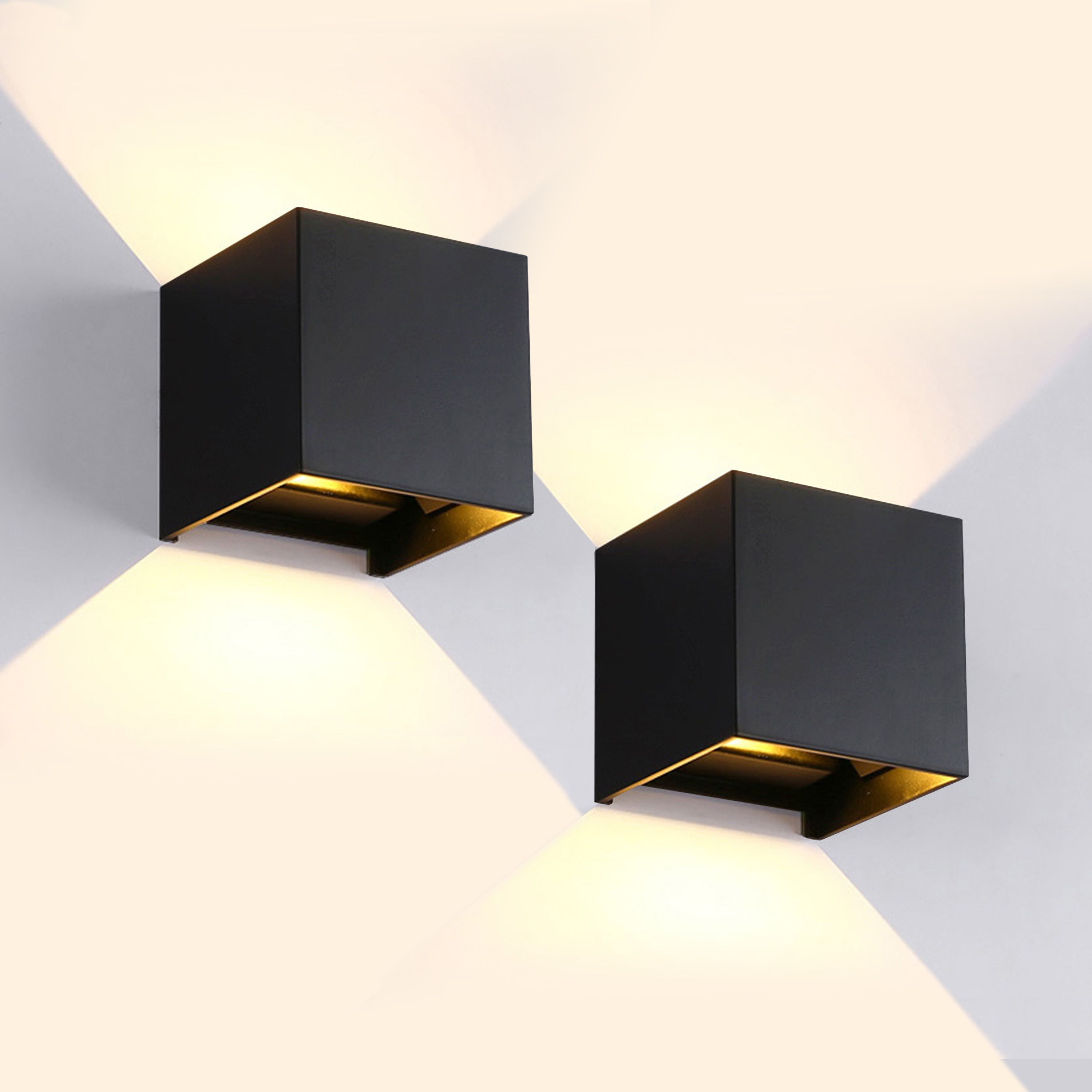 C Cattleya LCA2194-2SW 2 -Pack 4-in H Matte Black Hardwired Integrated LED Outdoor Wall Light