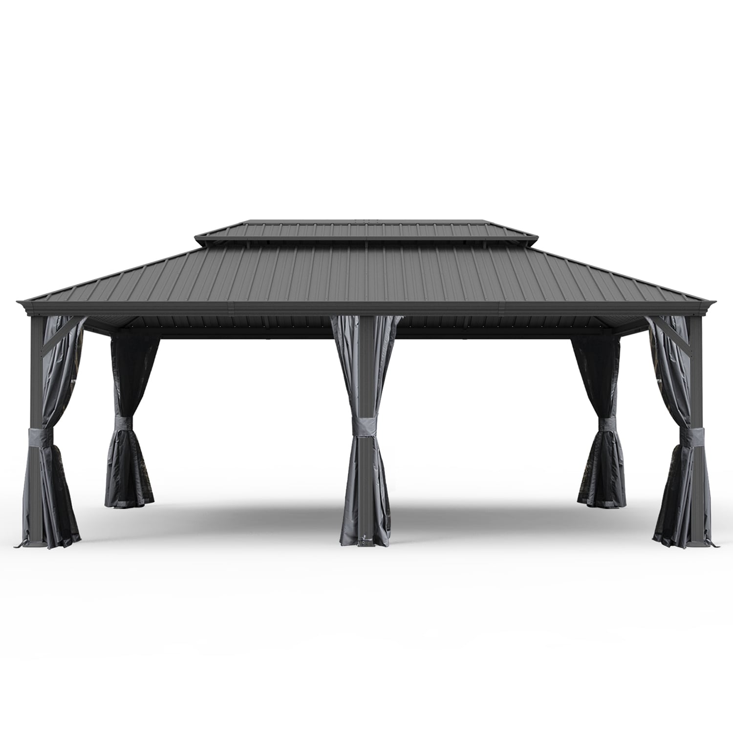 GZMR 14-ft x 20-ft 14' X 20' Hardtop Gazebo Gray Gazebo with Hardtop Roof