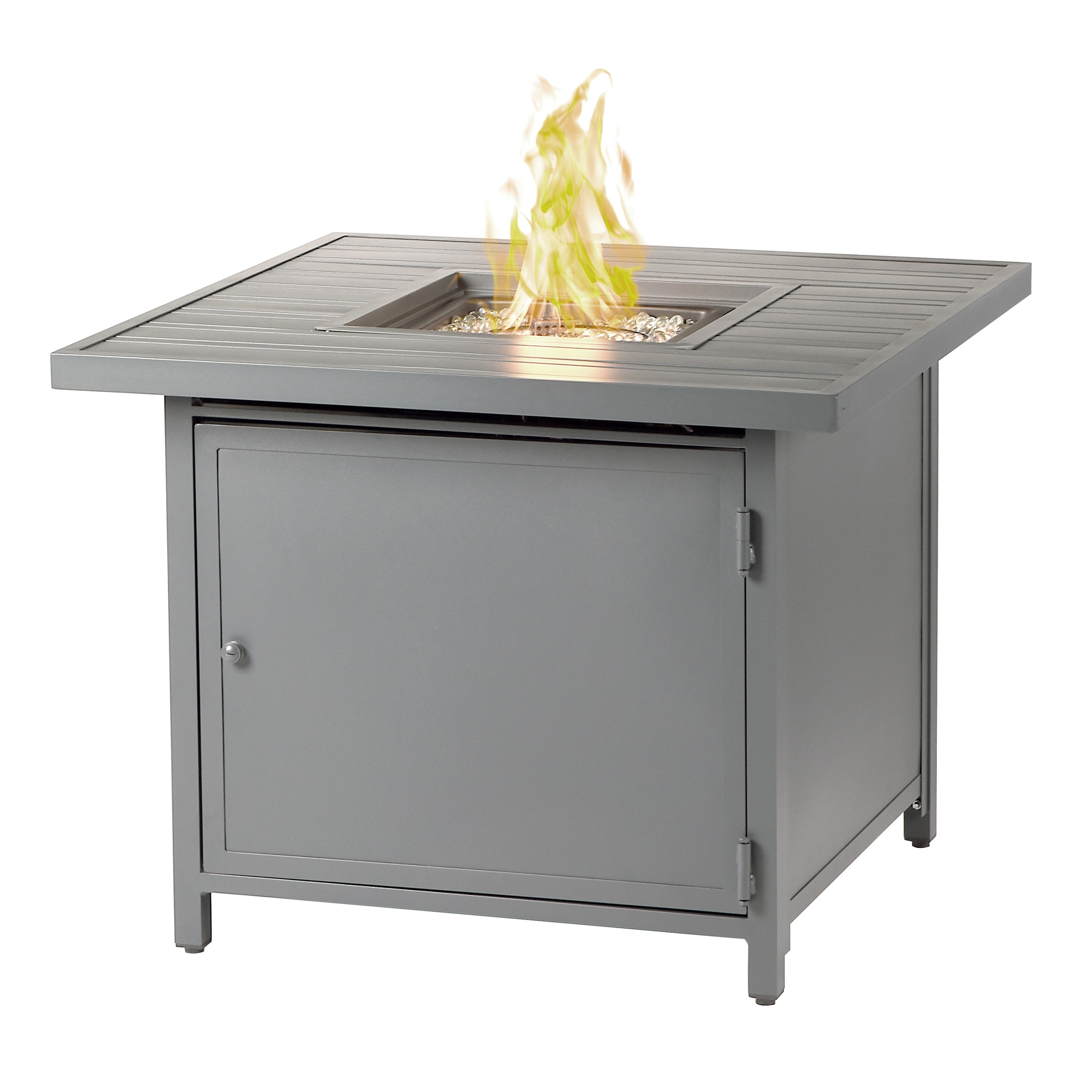 Oakland Living CHOLULA-FPT-GY 32-in W Gray Portable Aluminum Square Liquid propane Fire pit table