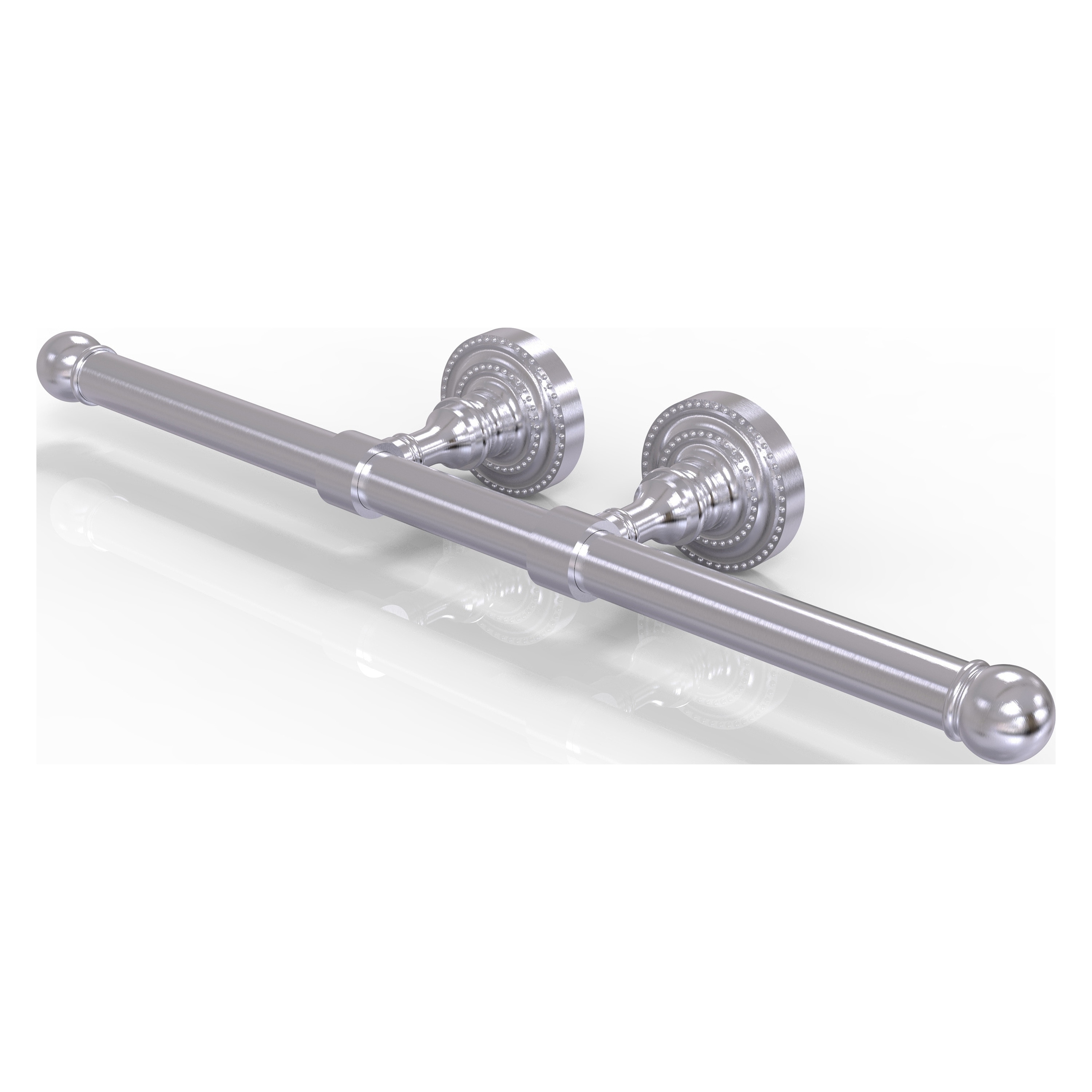 Allied Brass DT-24-2-SCH Dottingham Satin Chrome Wall mount Double post Toilet Paper Holder 2 -Rolls with Storage
