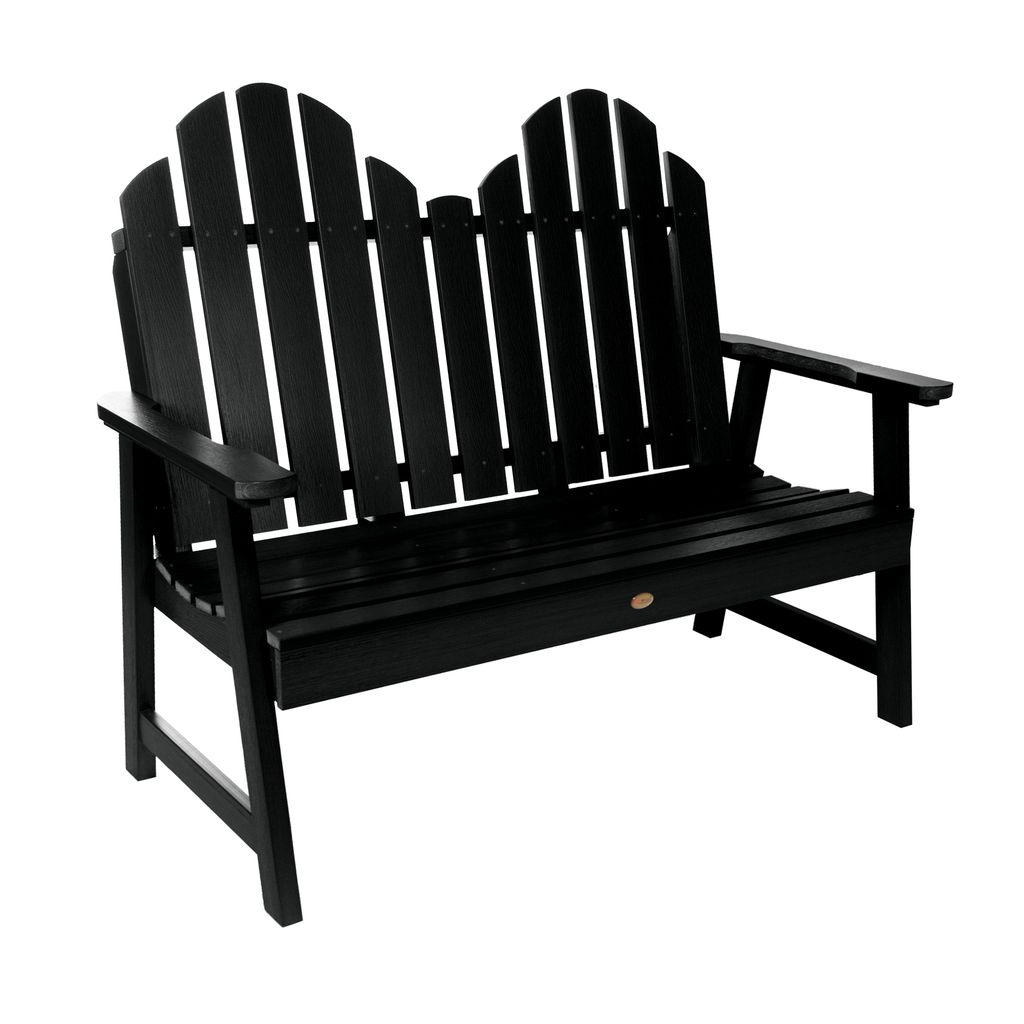 highwood AD-BEN-CW1-BKE The Adirondack 51.5-in W x 43-in H Weathered Acorn Plastic Garden Bench