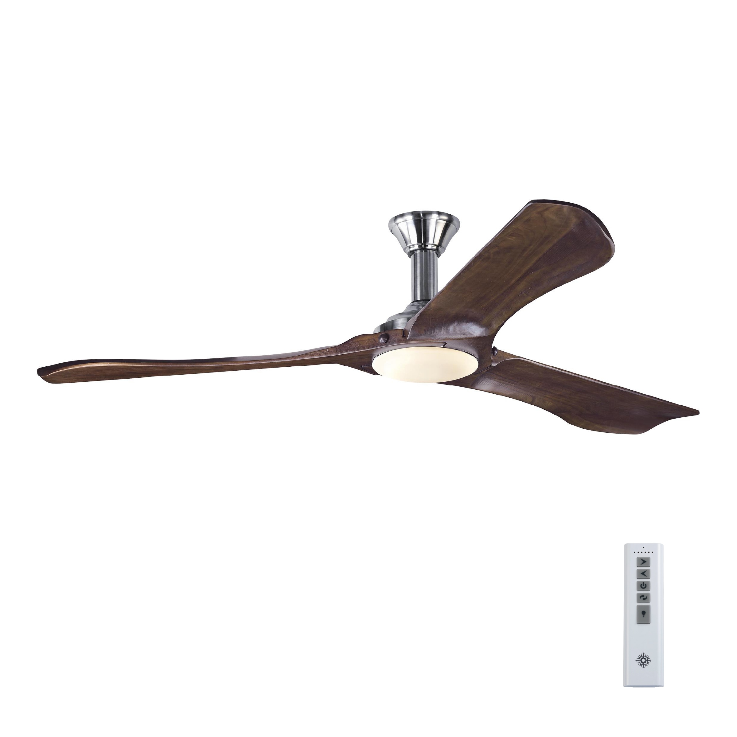 Monte Carlo 3MNLR72BSD-V1 Minimalist Max 72-in Brushed Steel Integrated LED Indoor/Outdoor Ceiling Fan with Light and Remote (3-Blade)