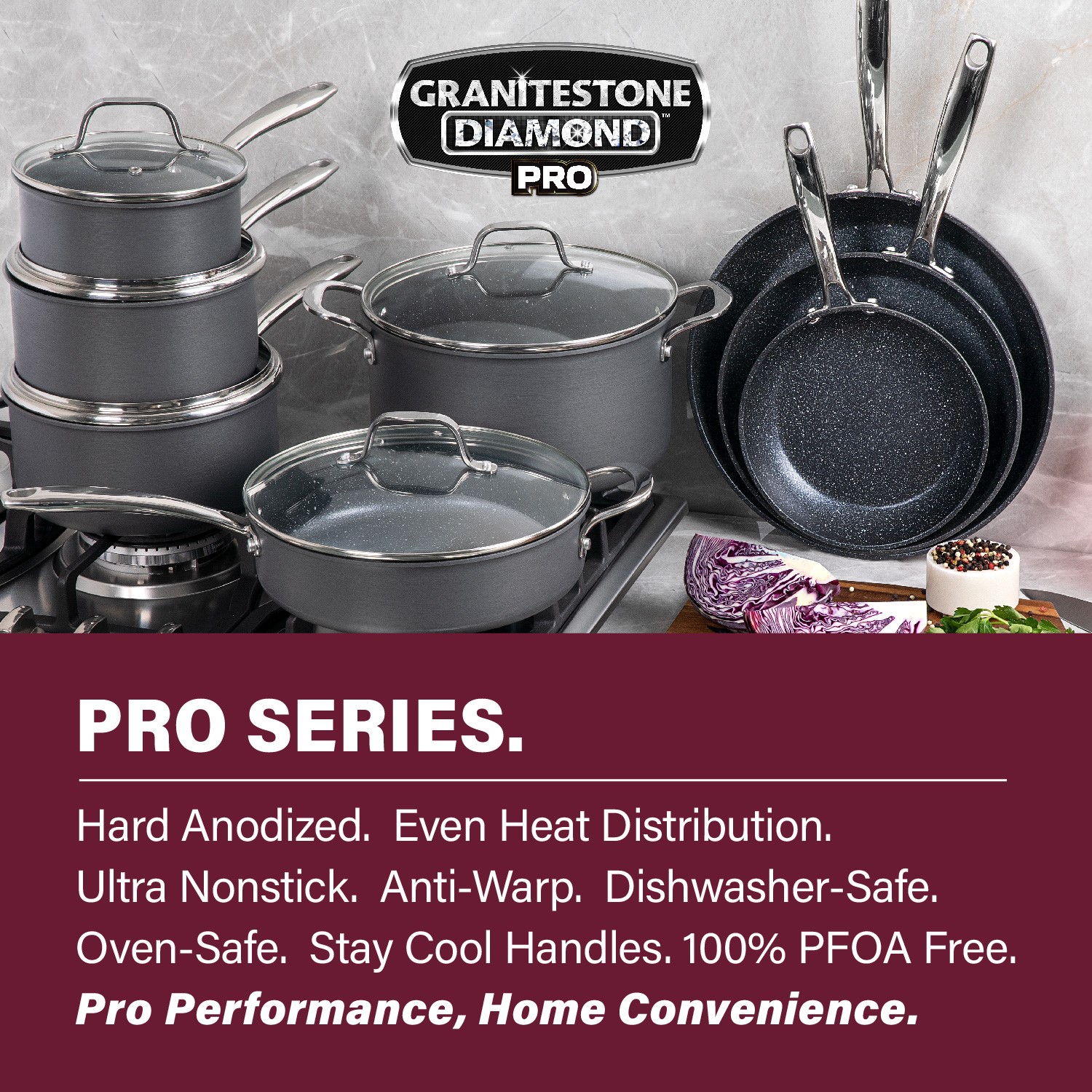 Granitestone Pro Hard Anodized 13 Piece Nonstick Cookware Set with Utensils