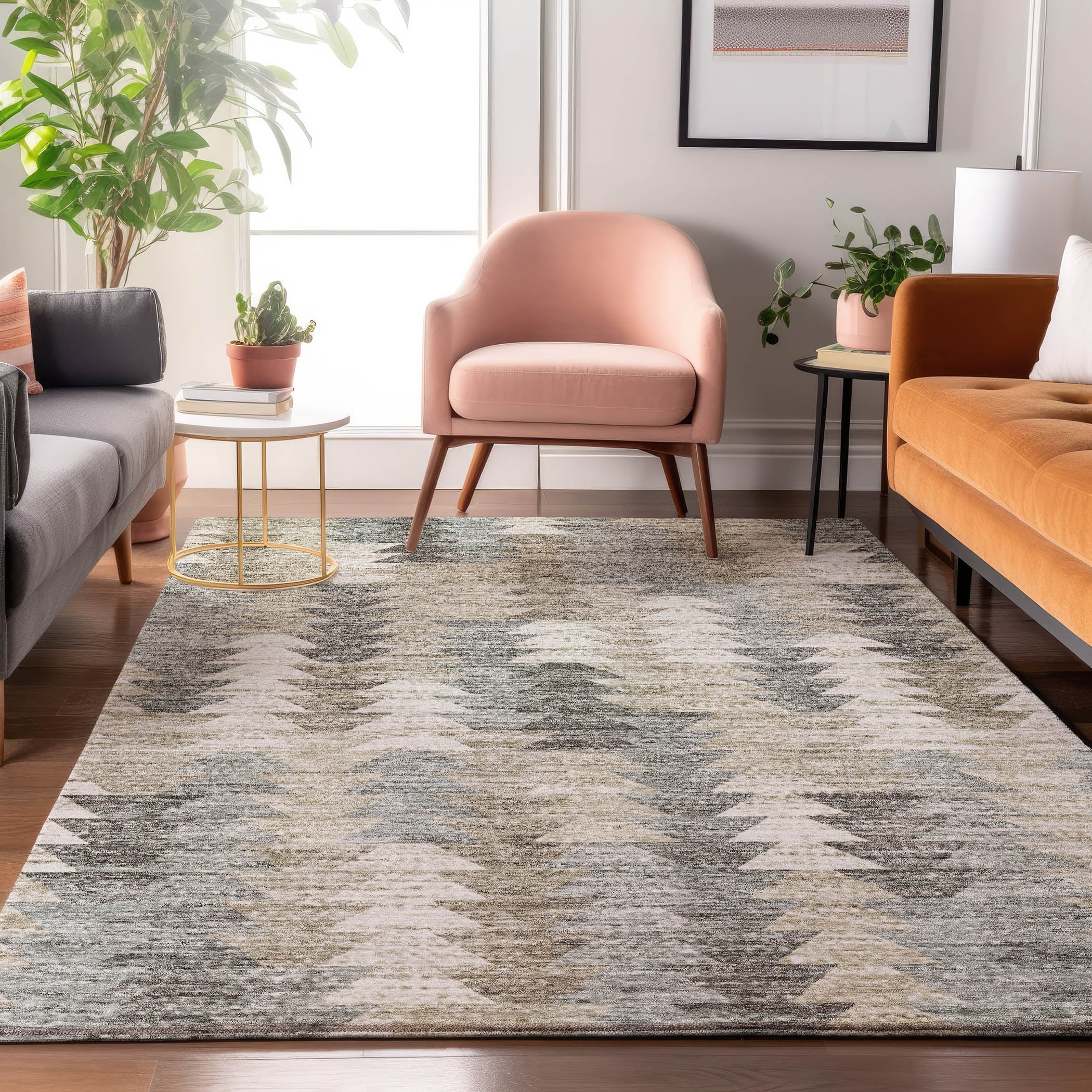 Addison Rugs AMF632TP3X5 Mayfield AMF632TP 3 x 5 (ft) Loomed Polyester Taupe Rectangular Indoor Geometric Machine washable Area rug