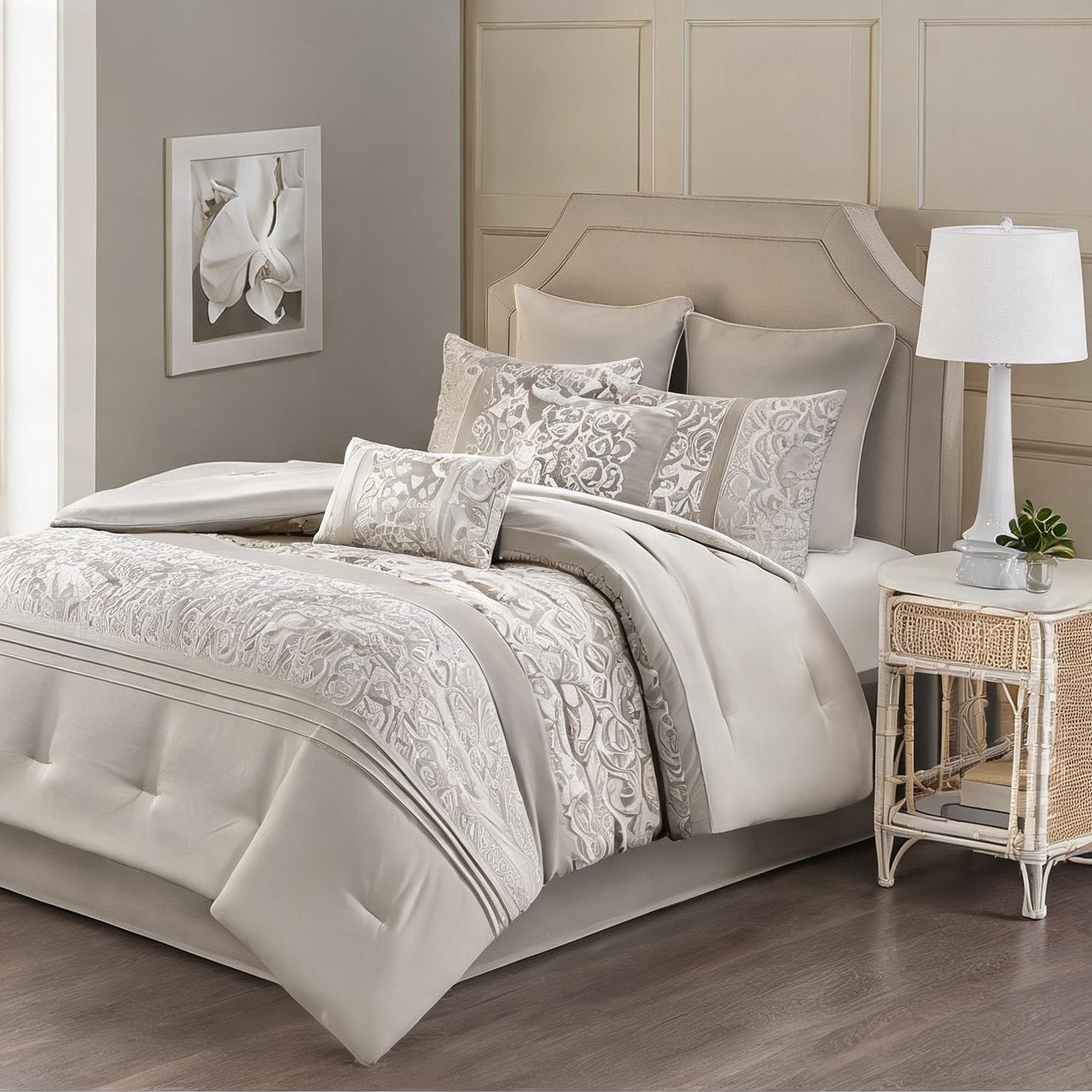 Tammesy Bedding Sets - California King Comforter Set 8-Piece Neutral ...