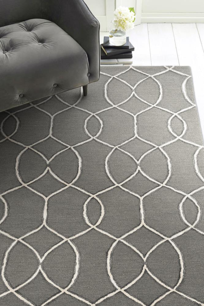 KAS Rugs LLU43048X10 Libby Langdon Upton 8 X 10 (ft) Wool Navy/Charcoal Indoor Geometric Mid-century Modern Area Rug