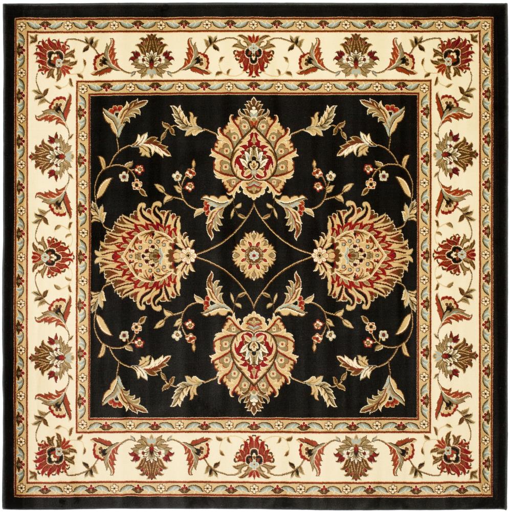 Safavieh LNH555-9012-7SQ Lyndhurst Sultanabad 7 x 7 (ft) Loomed Polypropylene Black/Ivory Square Indoor Floral/Botanical Oriental Area rug