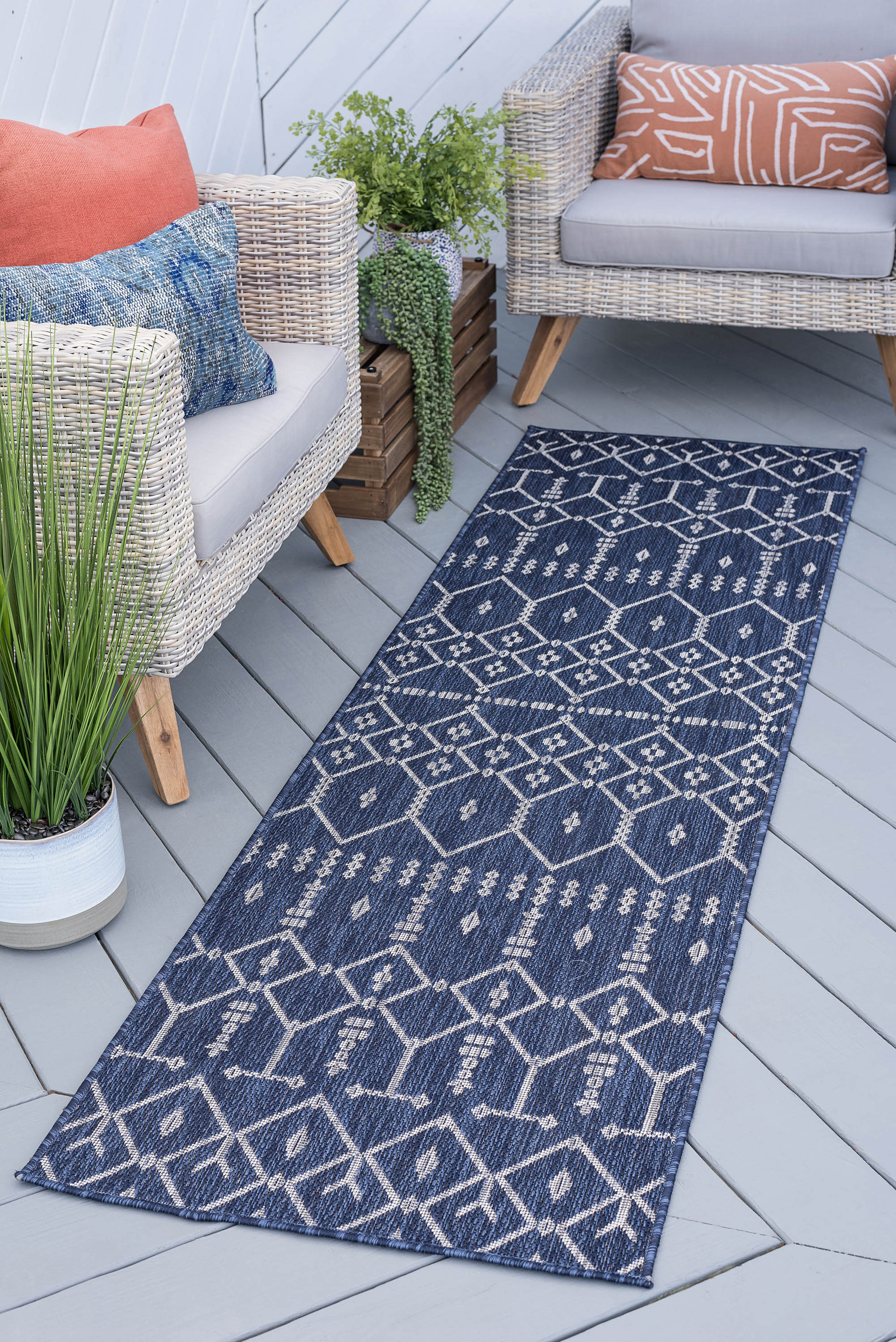 Weyland Floral Power Loom Blue/Orange Indoor/Outdoor Patio Rug World Menagerie Rug Size: Rectangle 12' x 15