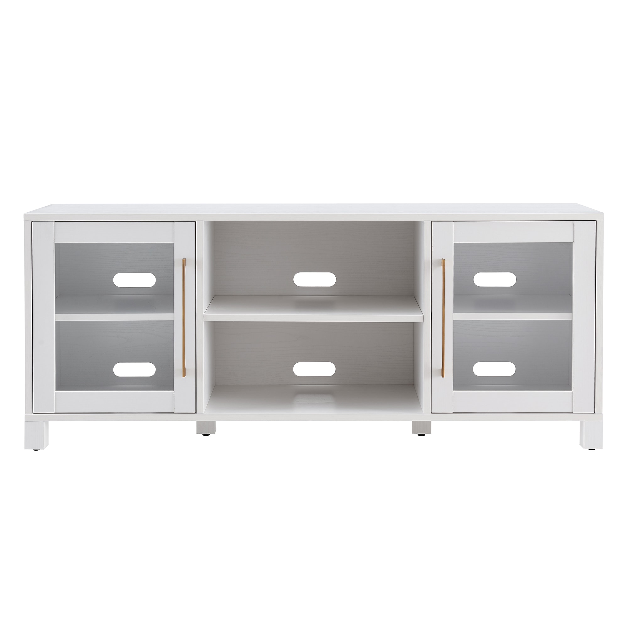 Quincy 58" White TV Stand with Glass Doors