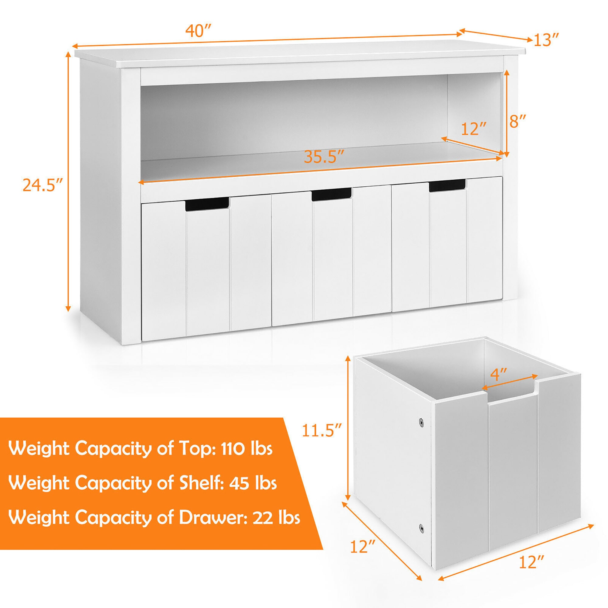 Costway 13-in W x 24.5-in H Mdf White Freestanding Utility Storage Cabinet