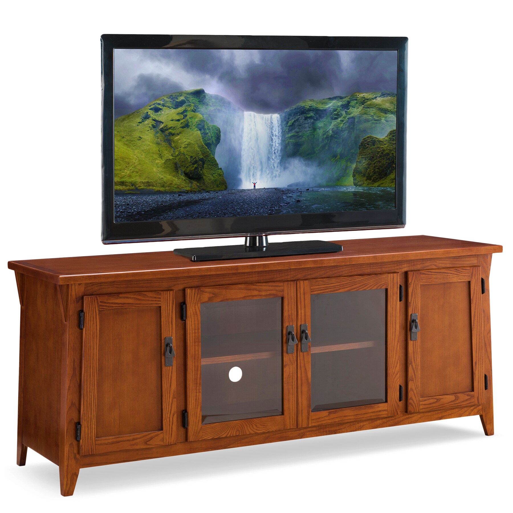 Leick Home Riley Holliday Traditional Russet Tv Stand (Accommodates TVs ...