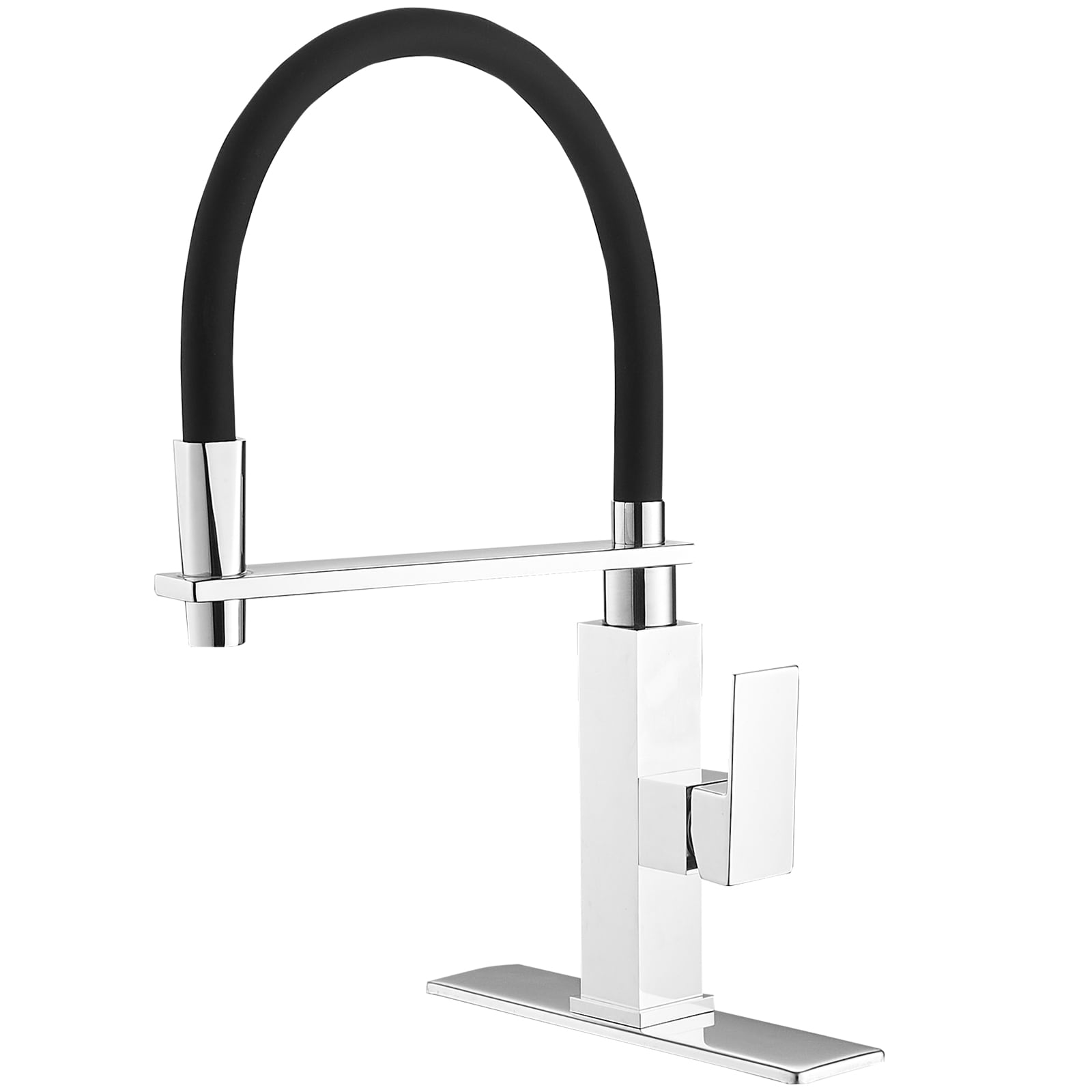 BWE A-94007-C A-94007 Single-Handle Kitchen Faucet Polished Chrome Single Handle Deck-mount Pull-out Kitchen Faucet ( Deck Plate Included )