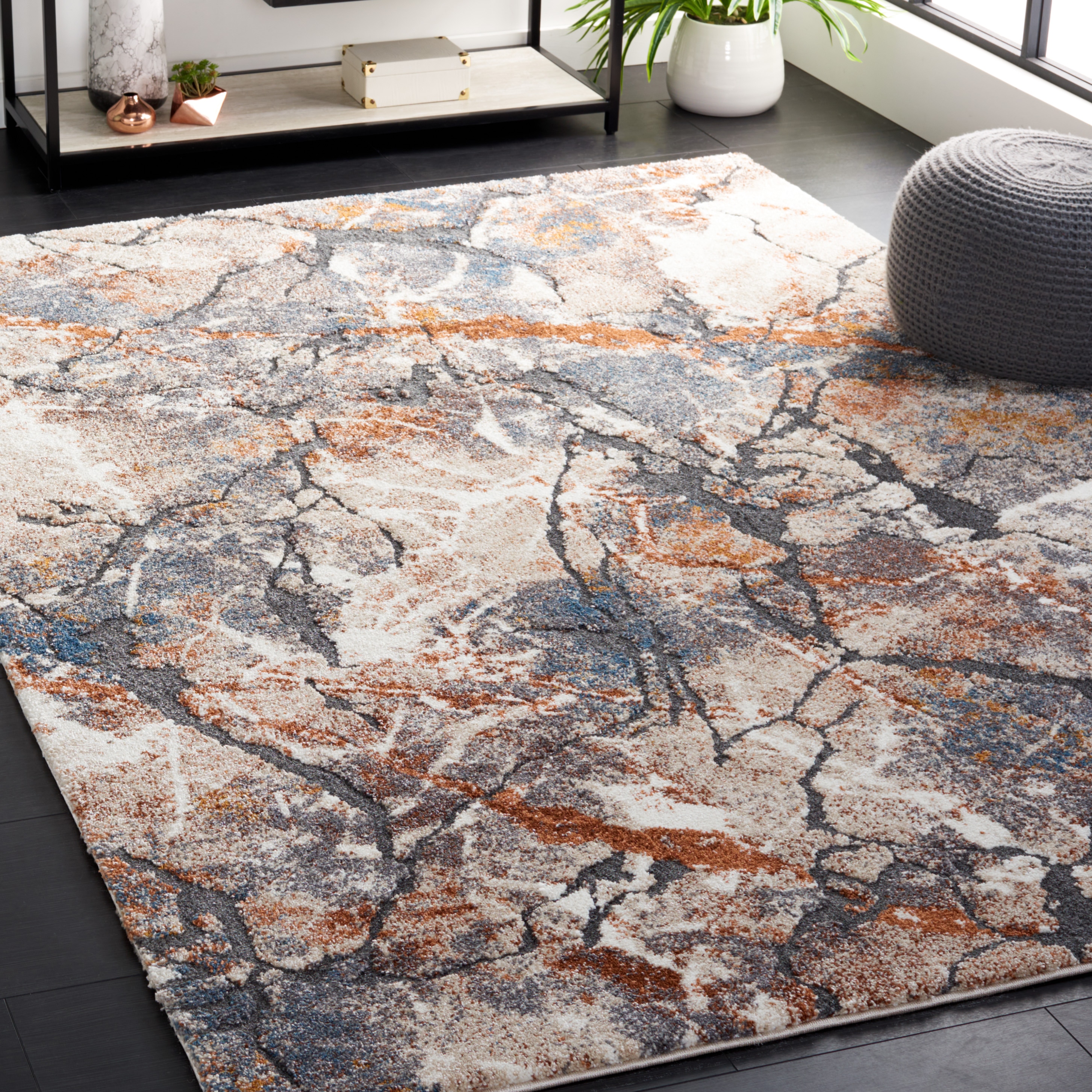 Cyrus Shag 140F Grey Rust 6 x 8 Rectangular Area rug