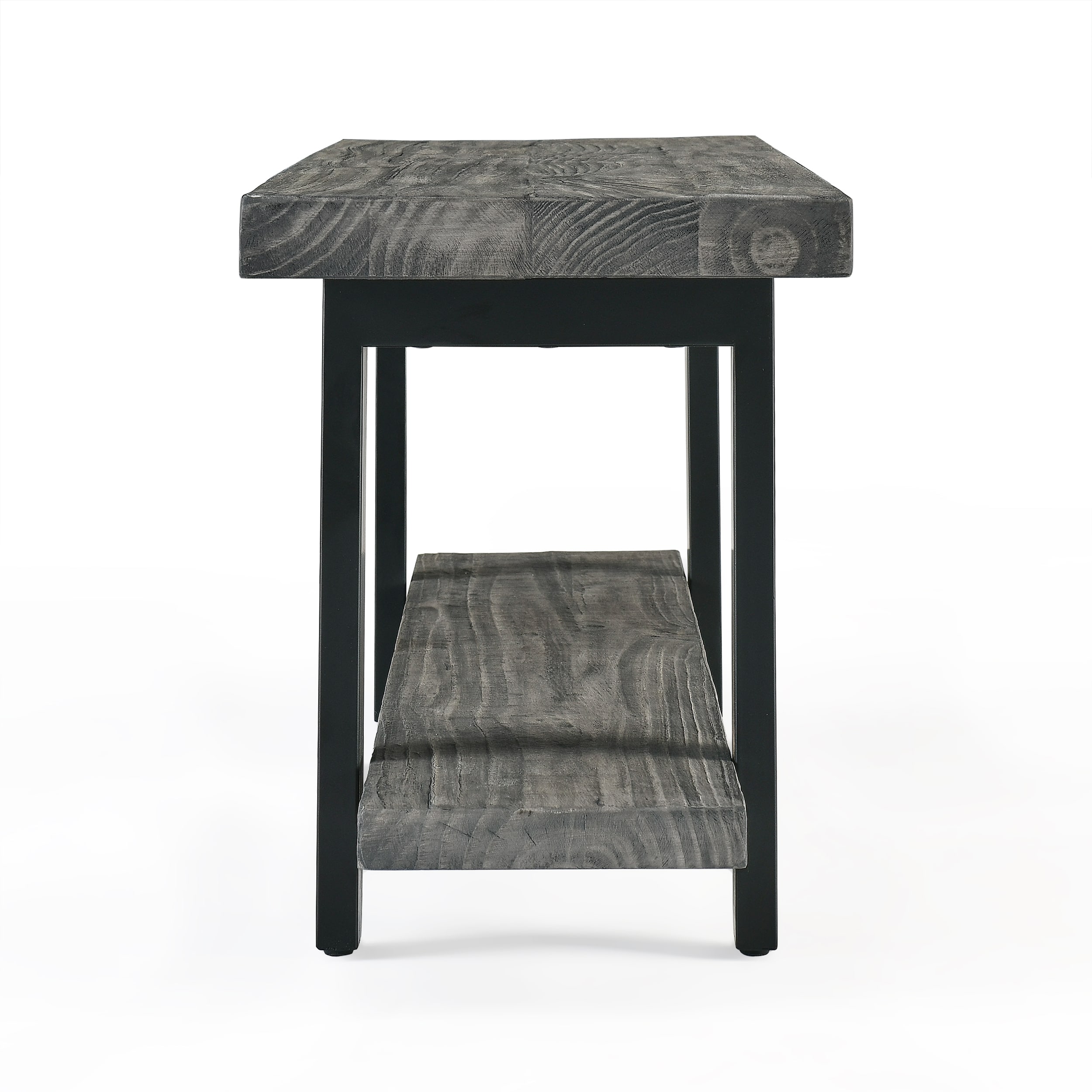 Pomona Slate Gray Metal and Reclaimed Wood Bench