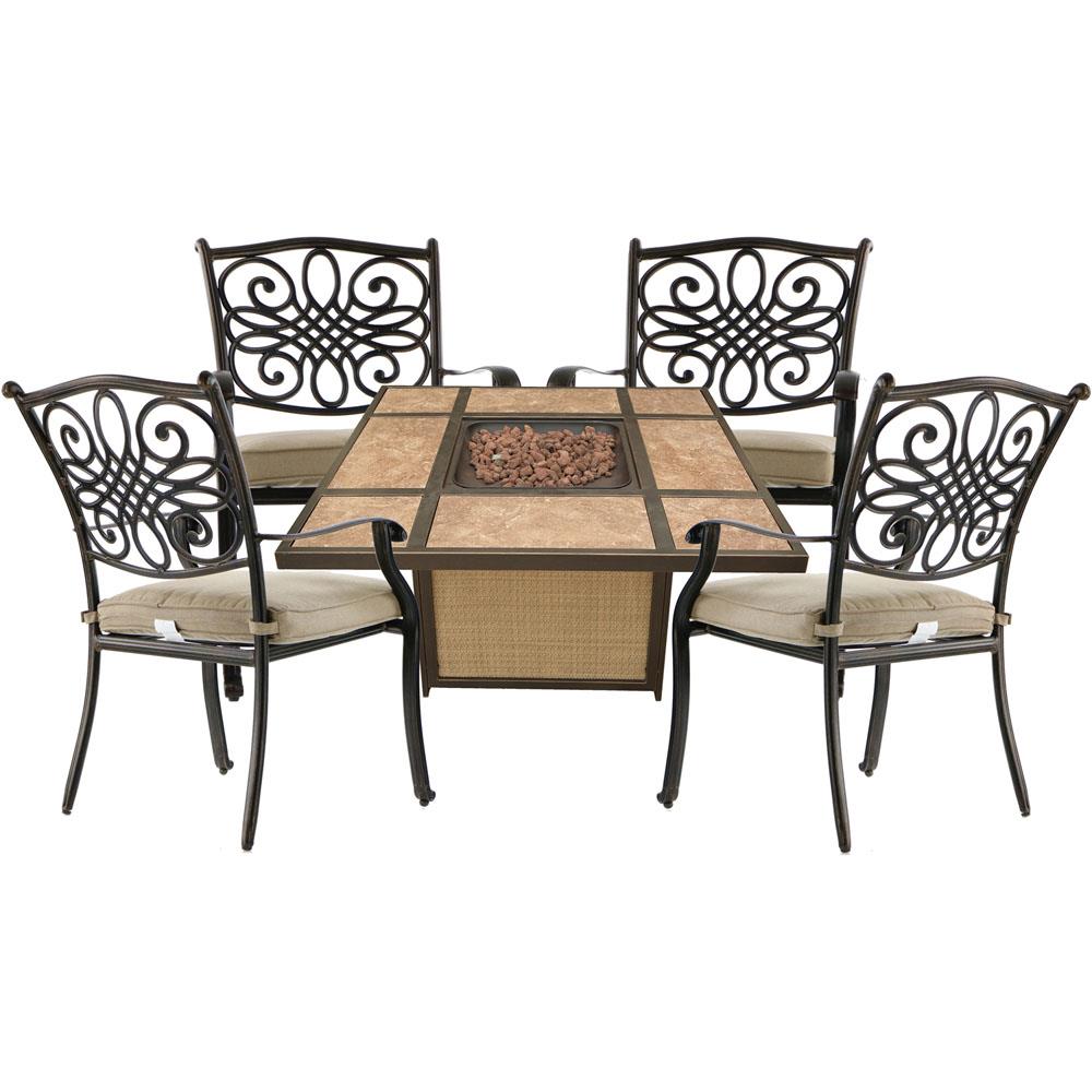 Hanover TRAD5PCSWFPSQ-RED Traditions 5-Piece Patio Conversation Set with Red Cushions