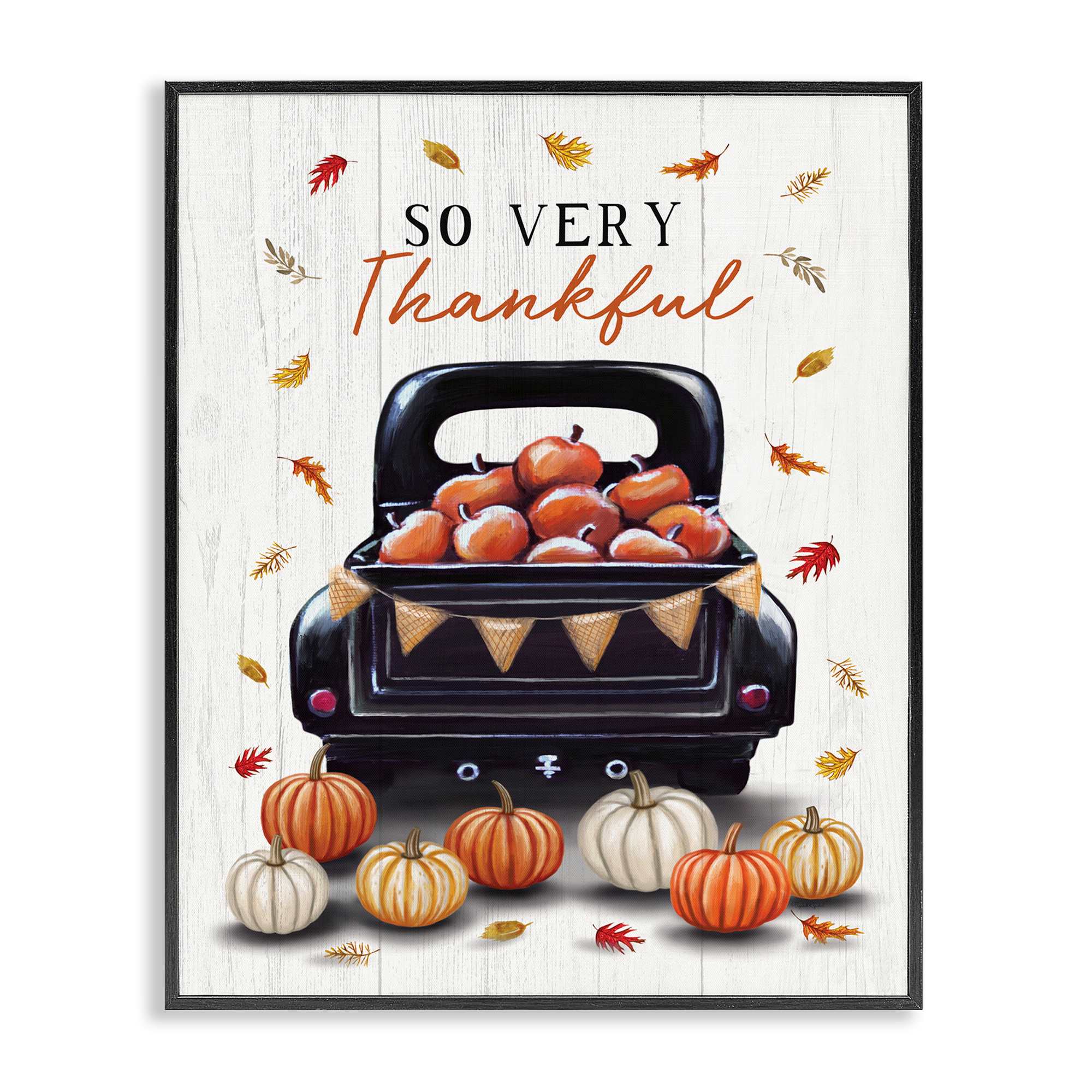 Stupell Industries BT-572-FR-11X14 Autumnal So Very Thankful Black Framed Giclee Art By Elizabeth Tyndall 11 x 14