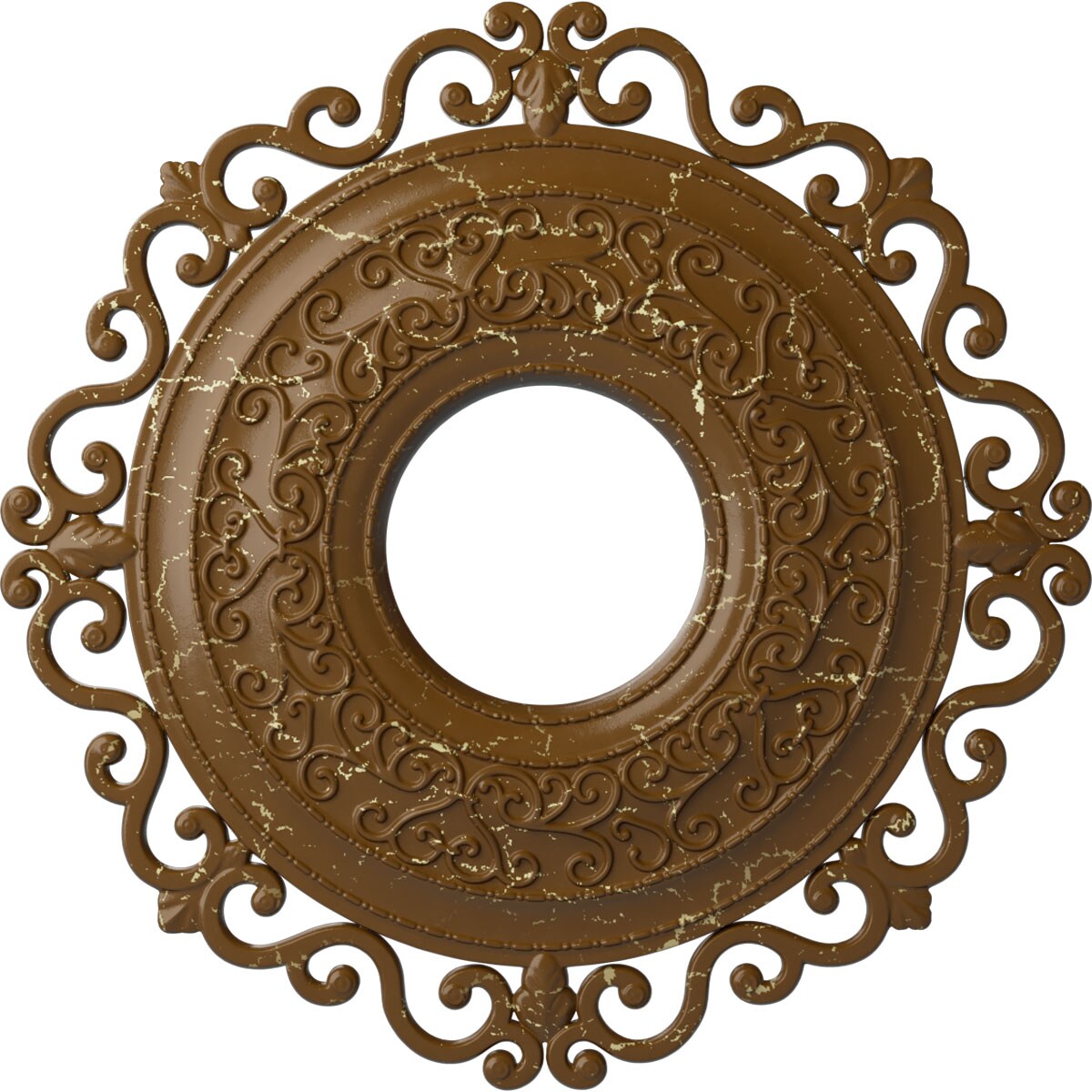 Ekena Millwork CM22ORSTC Orrington 22-in W x 22-in L Painted Smokey Topaz Crackle Polyurethane Whole Ceiling Medallion