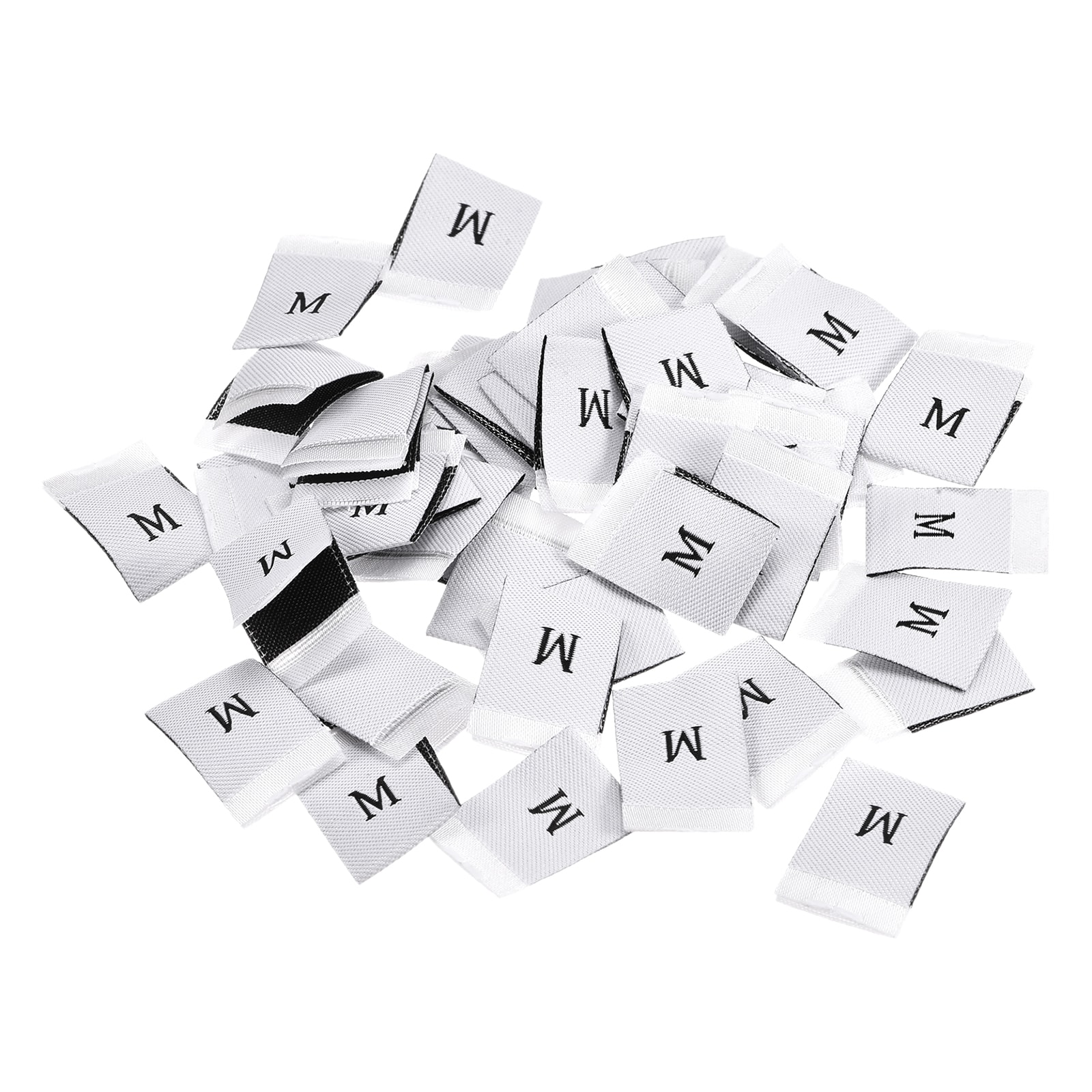 Unique Bargains Clothing Sewing Size Label M Sizes Woven Embroidered Label White for Clothes Garment Pack of 100