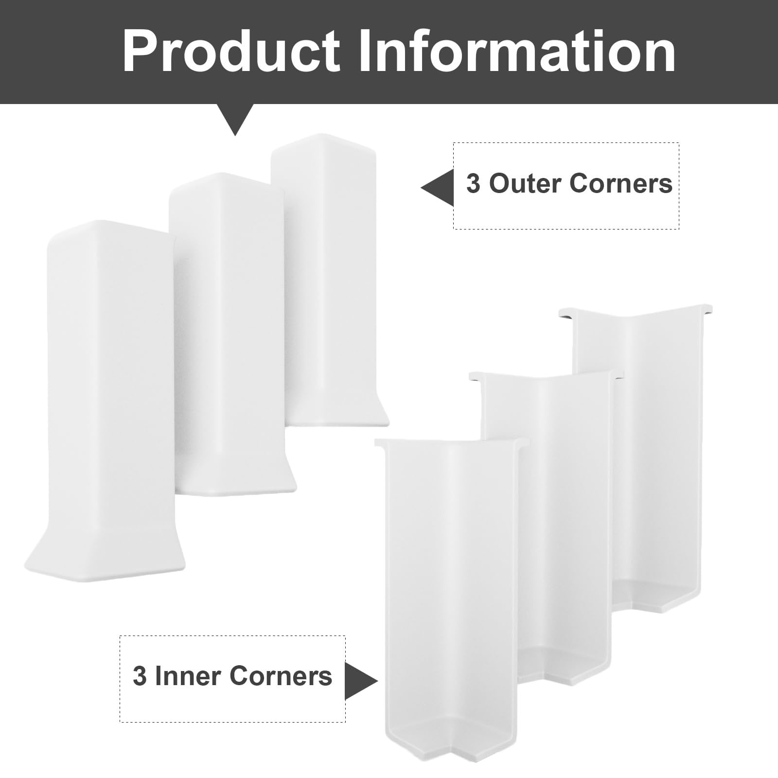 Etokfoks S100 4 in x 4 in White Plastic Baseboard Corner Connector Kit ...