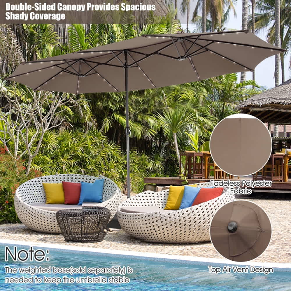 15 twin patio umbrella canopy Feet Double-Sided with Crank and Base-Turquoise perfect for outdoor dining sets Choco Moon 15 Feet Twin