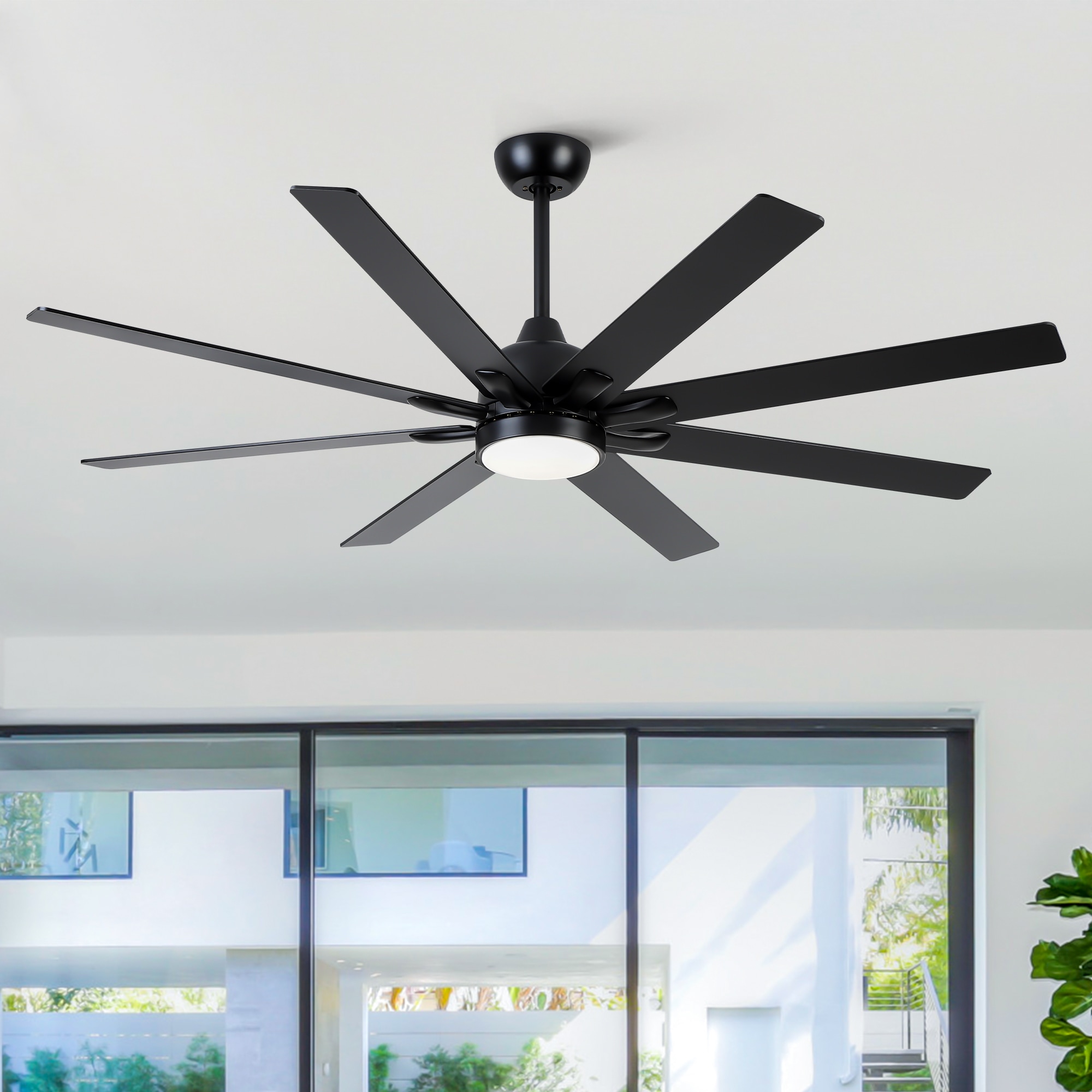 YUHAO LSDC1160BK722 Heekcaa 72-in Color-Changing Integrated LED Smart Black with Matte Blades Ceiling Fan With Light and Remote ( 8 -Blade )