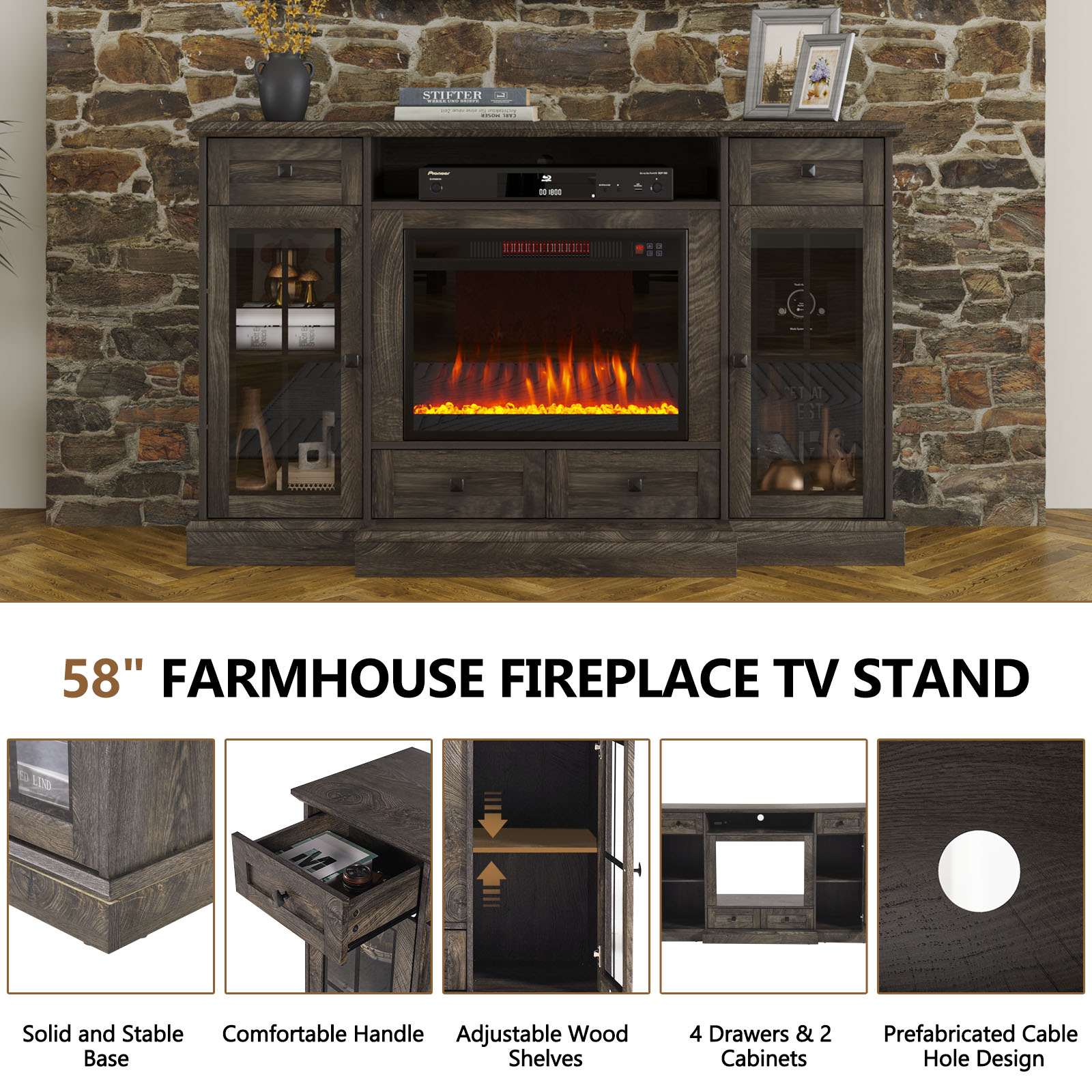 AOXUN H21034GR+H20024 Electric-Fireplaces - View #4