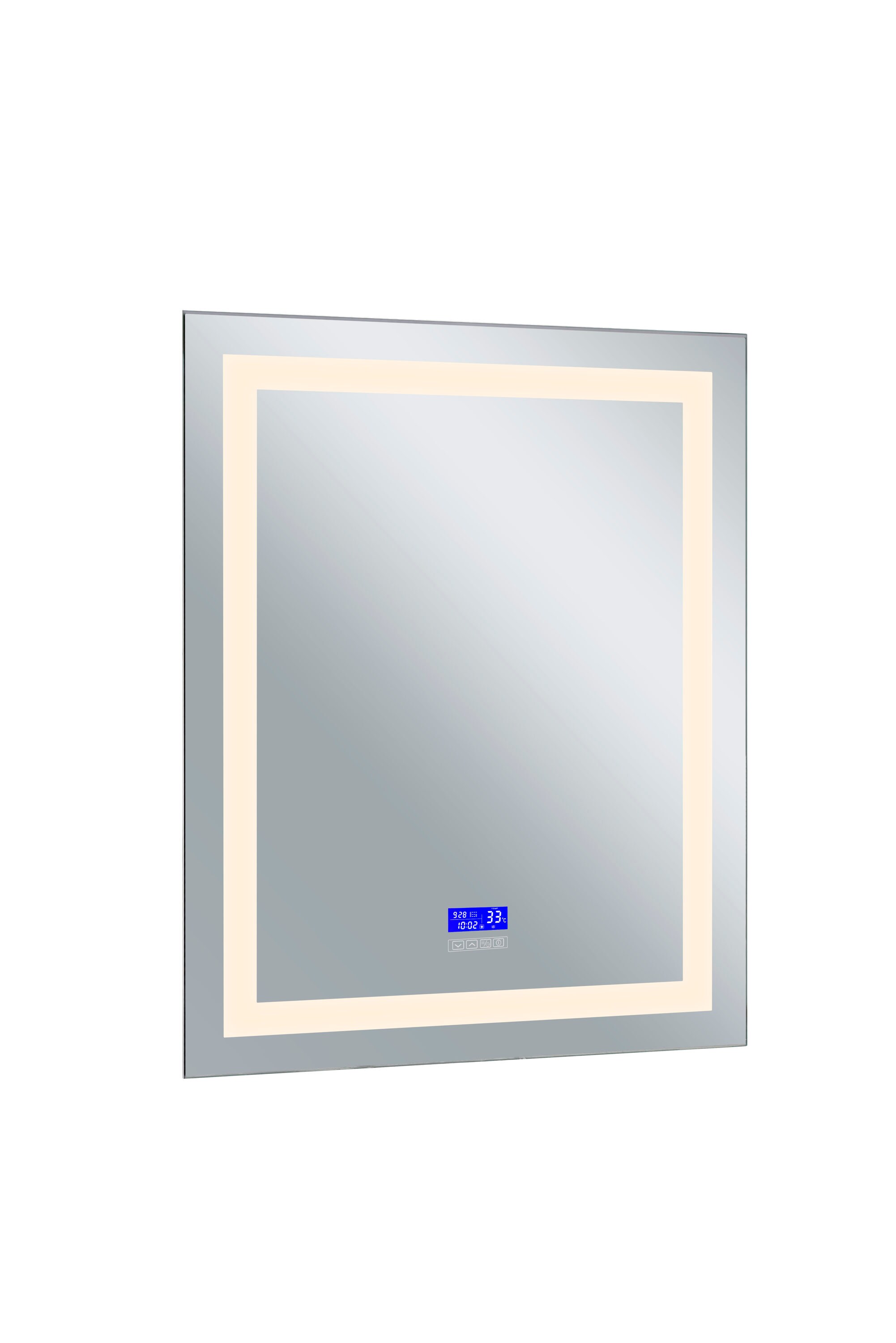 CWI Lighting 1232W32-40-B-3000K Abril 32-in W x 40-in H Matte White and Silver V-groove Frameless Full Length Lighted Vanity Mirror