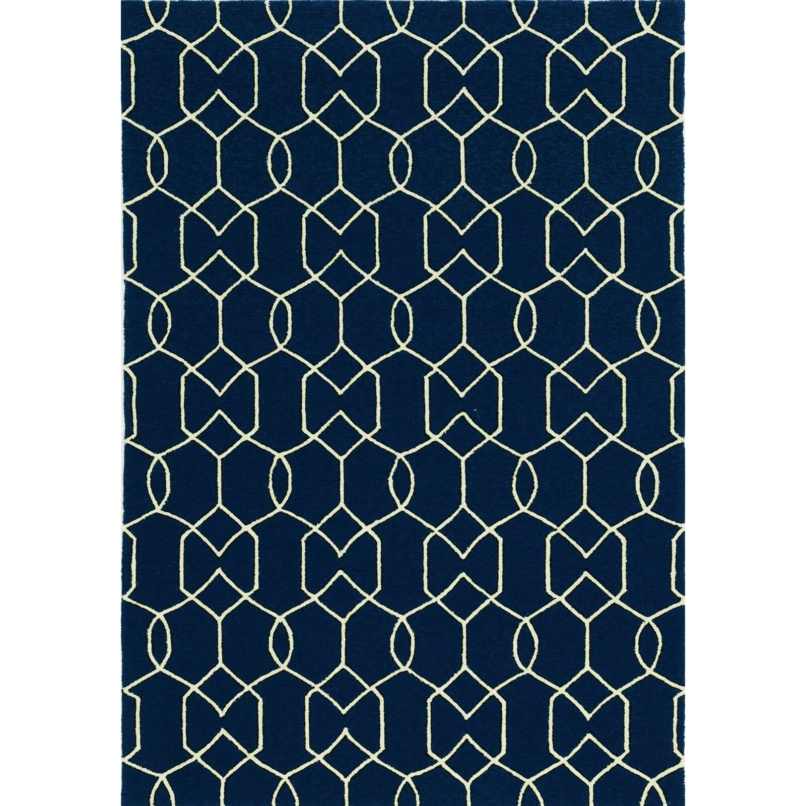 HomeRoots 353319 Bernadette 2 X 3 (ft) Rag Navy Indoor Trellis Area Rug