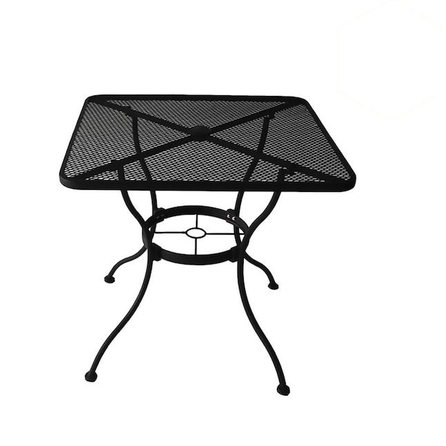 Garden Treasures Davenport Square Outdoor Dining Table 30 In W X L Umbrella Hole The Patio Tables Department At Com - Square Black Mesh Patio Table
