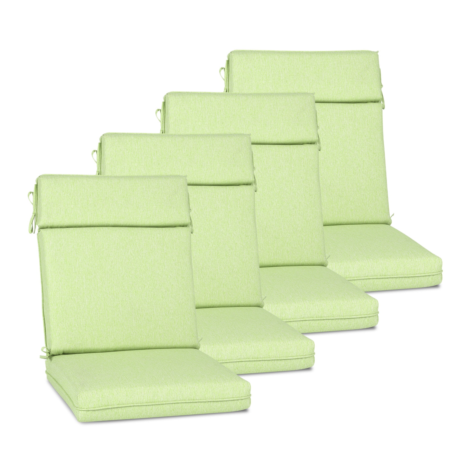 Aoodor - High Back Chair Cushions 17-in x 20-in 4 -Piece Green High back patio chair cushion