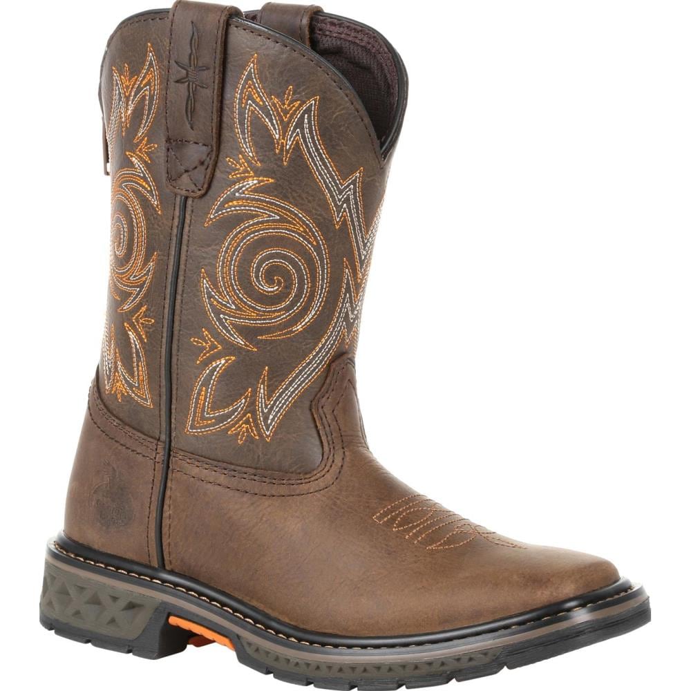 Georgia Boot Kids Brown No (Not Recommended For Wet Areas) Work Boots Size:  5 Medium in the Footwear department at