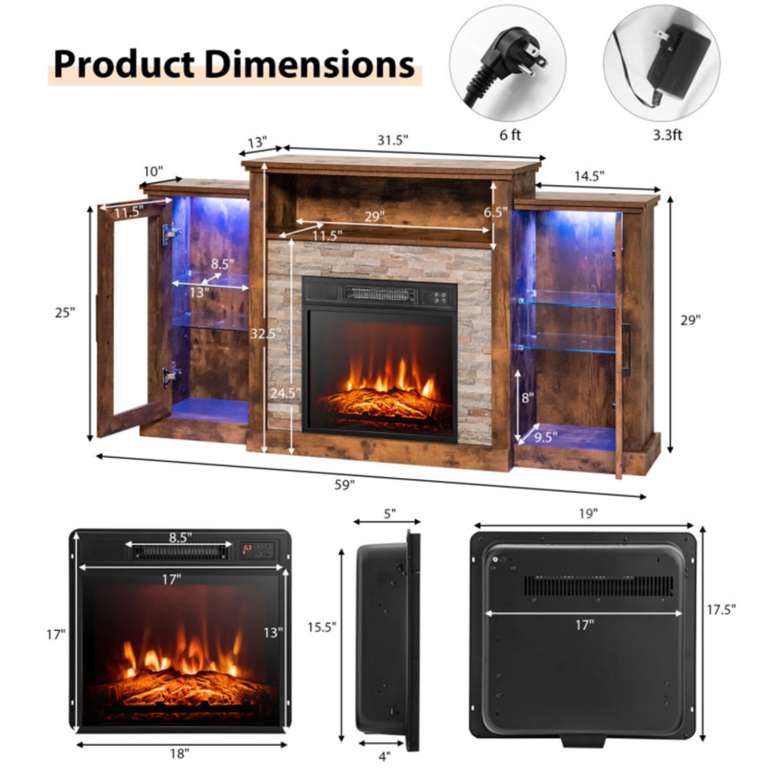 Clihome CL-FP10181BN Electric-Fireplaces - View #4