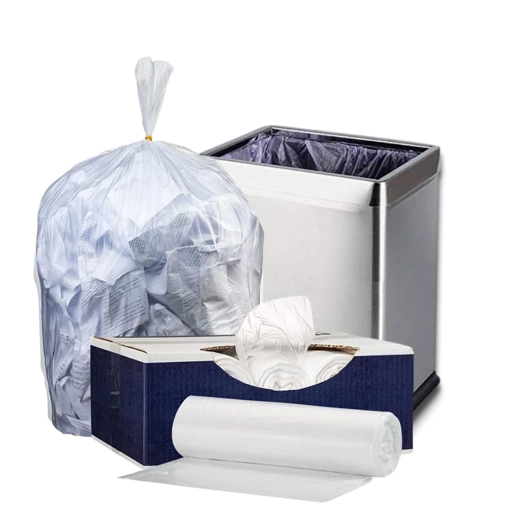 Plasticplace W6HDC 7-Gallons Scent free Clear Indoor Plastic Wastebasket Twist Tie Trash Bag 2000 -Count