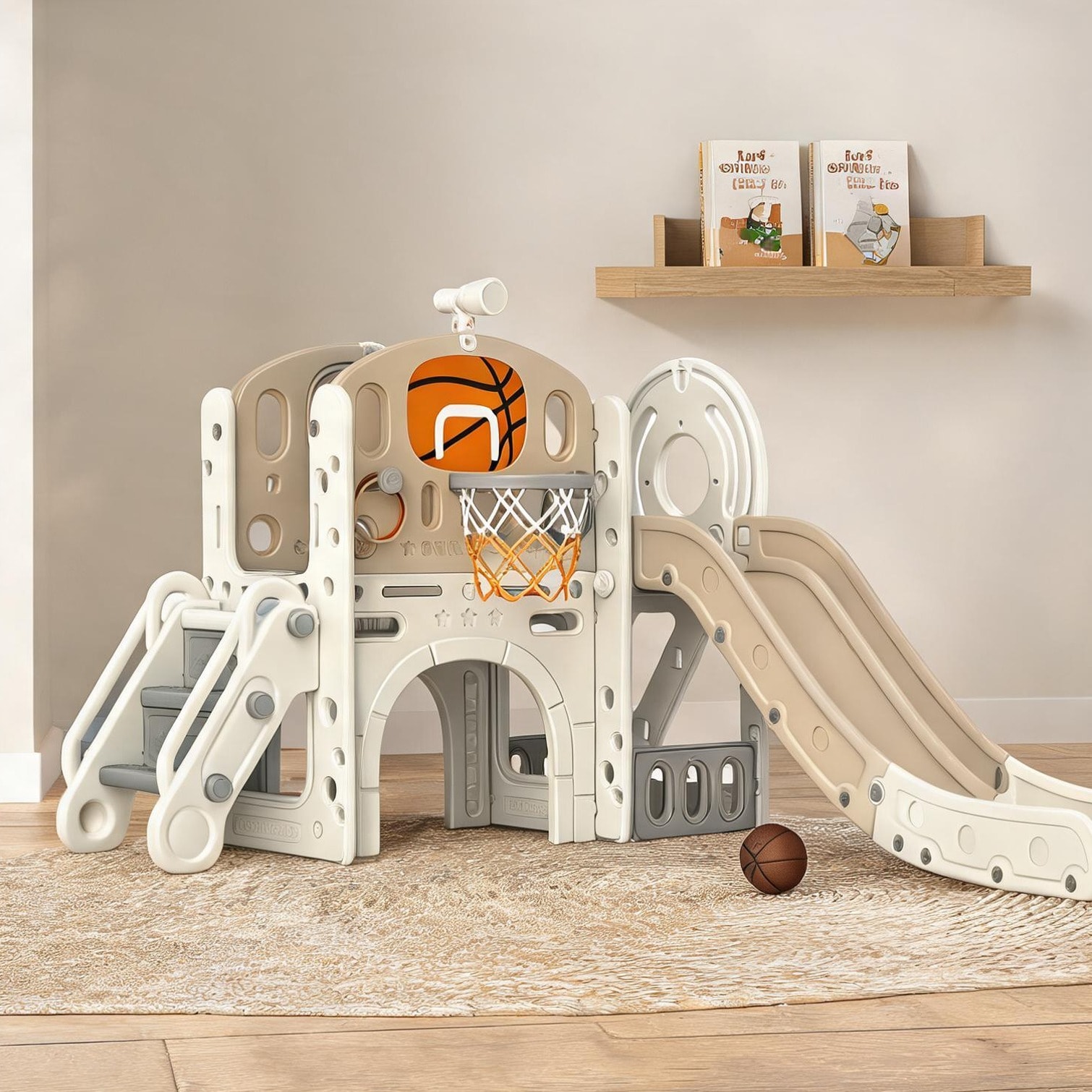 Naturefalls HDPE Toddler Slide Playset in White Finish with 7-in-1 Activity Center for Indoor Use one_size | 8LXFXHLLUR6N