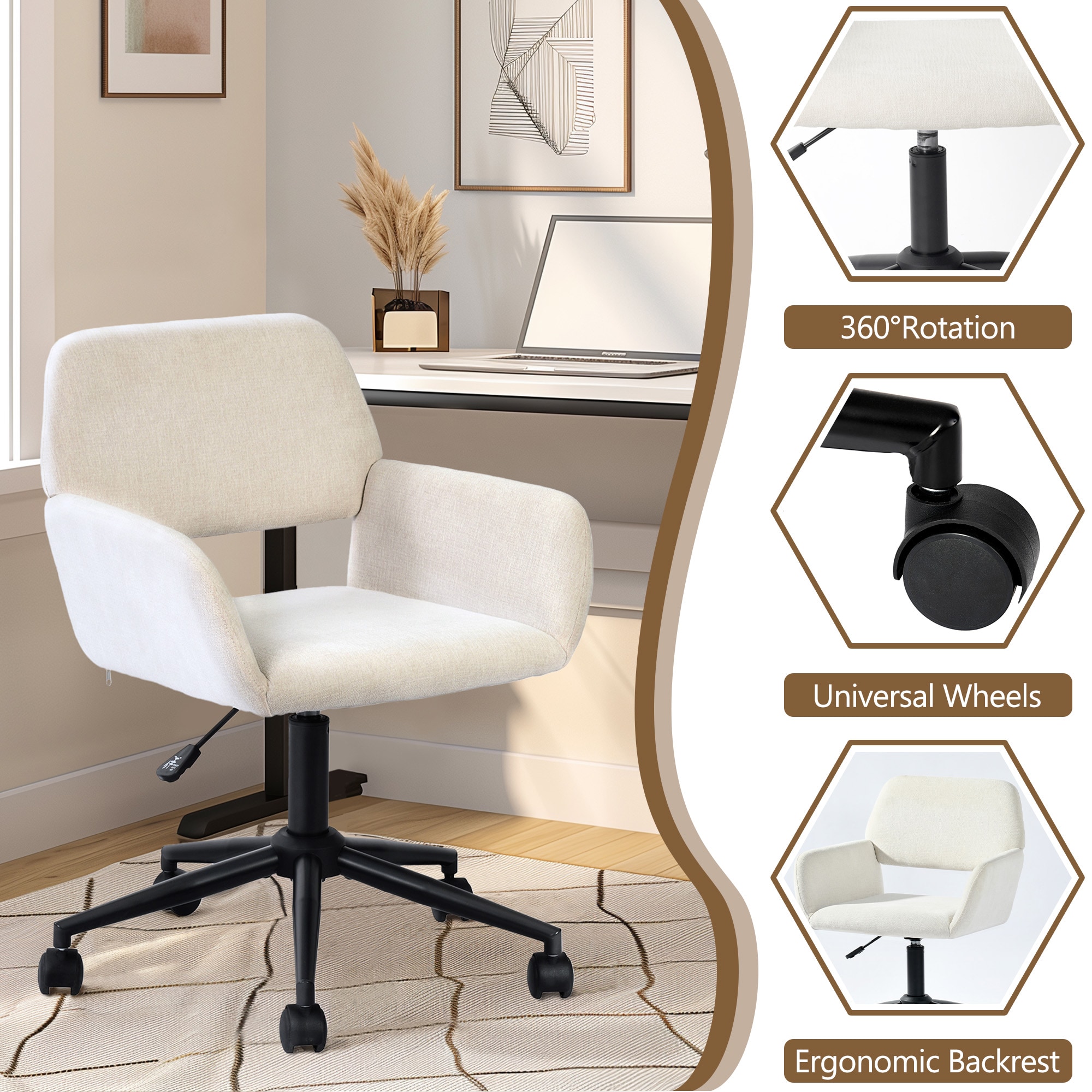 Homy Casa ROSS BEIGE Office-Chairs - View #9