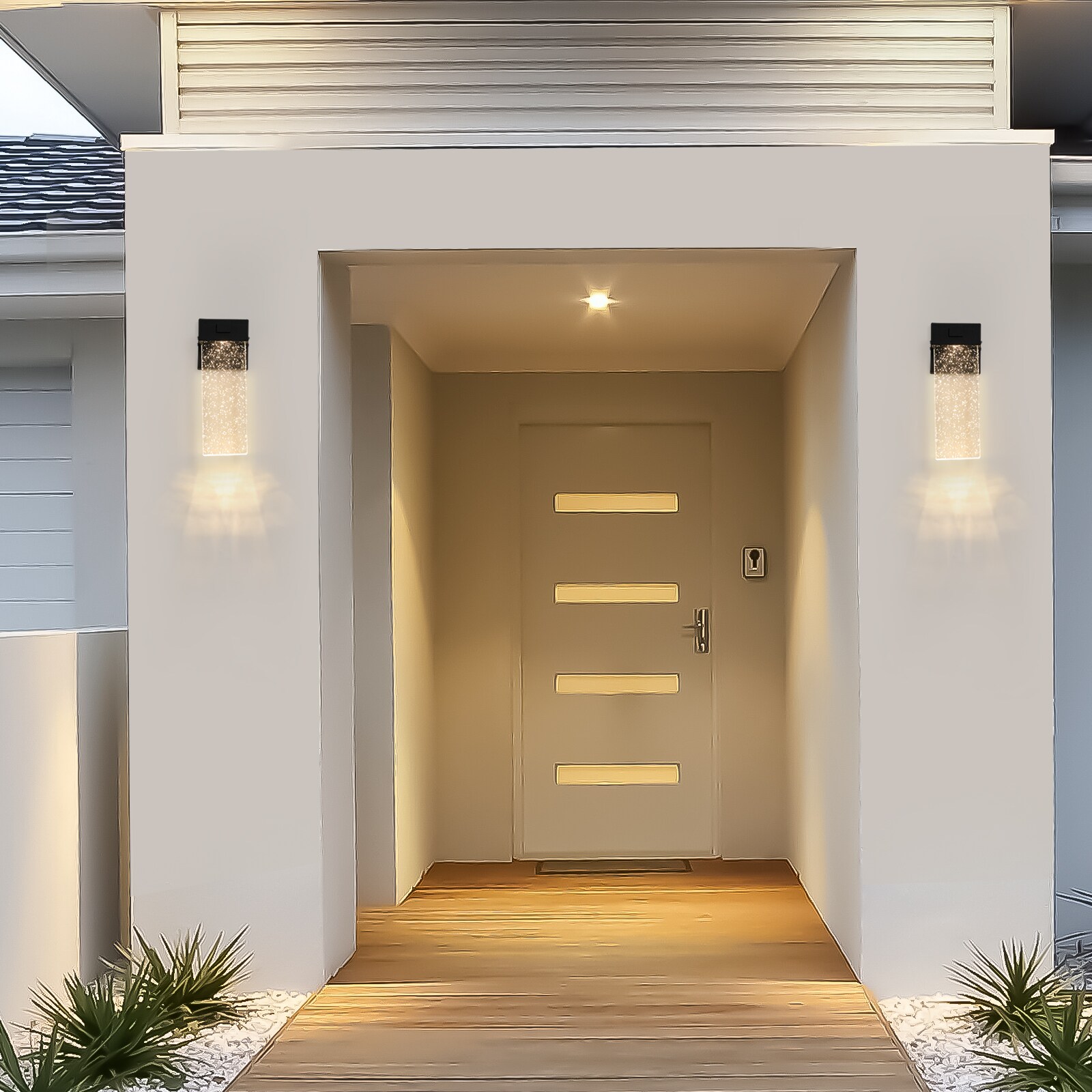 Boho Havens - Outdoor Waterproof LED Crystal Wall Lamp 12W Per Lamp Supports Multiple Bulbs 2 Pack