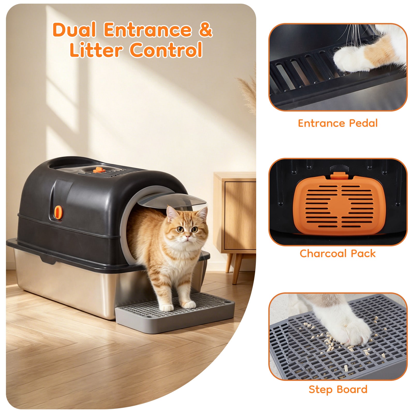 Sweetcrispy L-PF-MSP5FSS-24BK Cat-Litter-Box - Thumbnail View #3