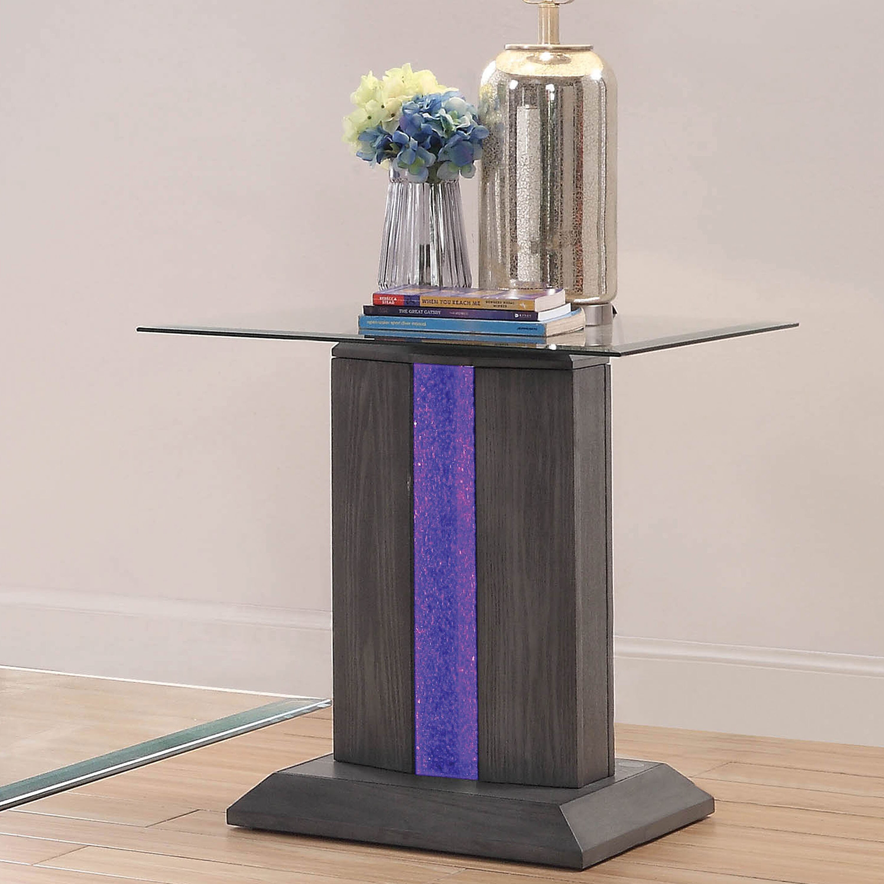 Furniture of America IDF-4717E Imburra 23.5-in W x 23.5-in H Gray Glass Modern End Table Assembly Required