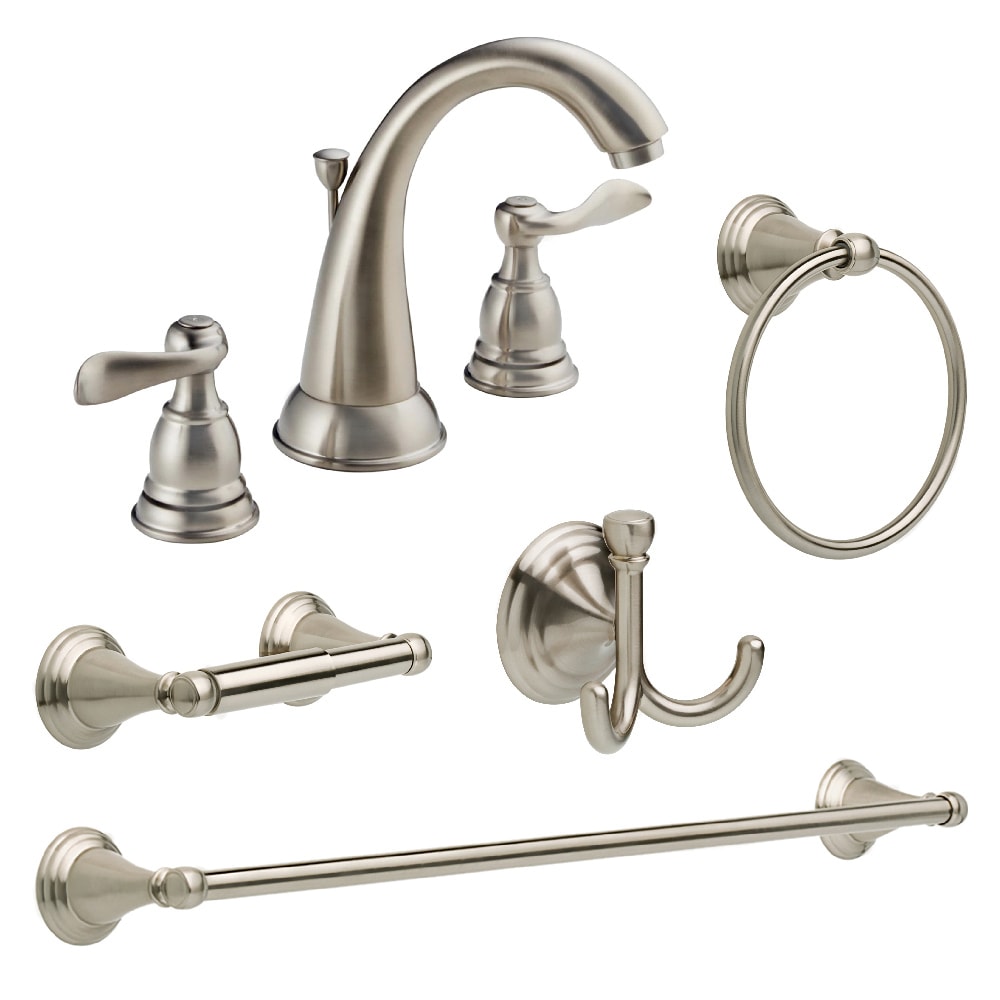 Shop Delta Windemere Brushed Nickel 5 Piece Bathroom Sink Faucet and ...