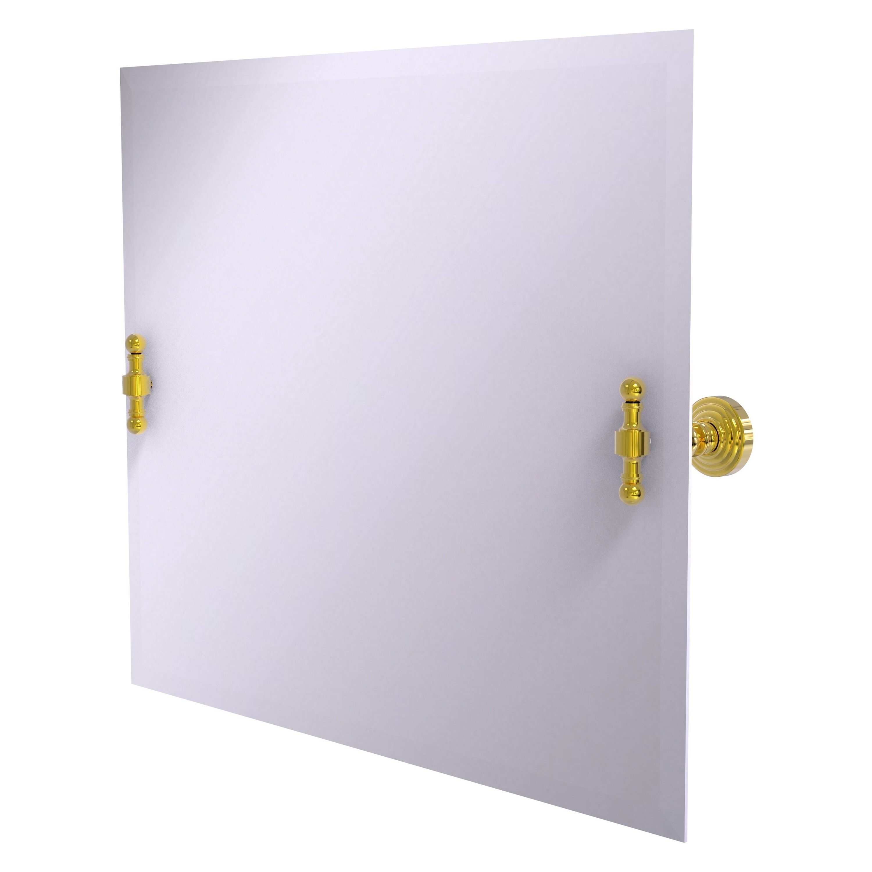 Allied Brass RW-93-PB Retro Wave 26-Inches x 21-Inches Beveled Frameless Rectangle Tilting Bathroom Vanity Mirror ( Polished Brass )