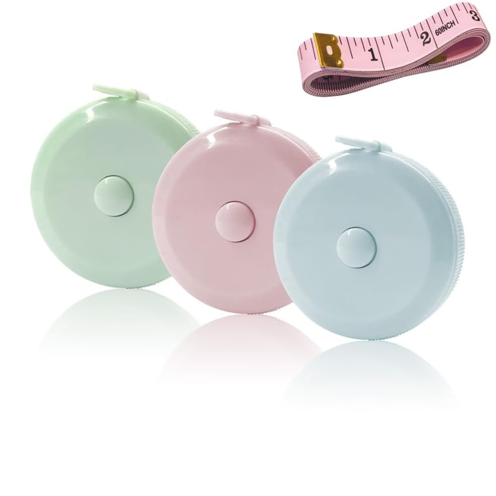 Etokfoks  3 Pack 60in 1 5m Retractable Tape Measure Dual Scale Auto Button for Sewing Tailor Body Measuring