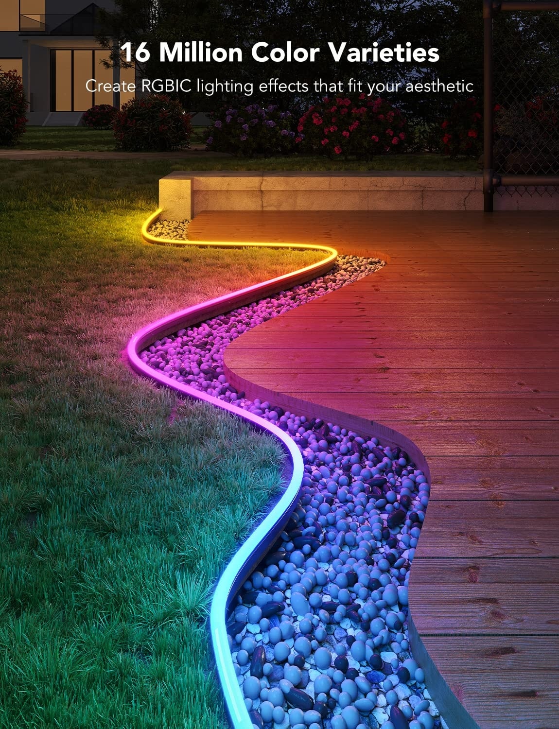 Oyezvary Outdoor Neon Rope Lights 32 8ft RGBIC Waterproof LED Patio ...
