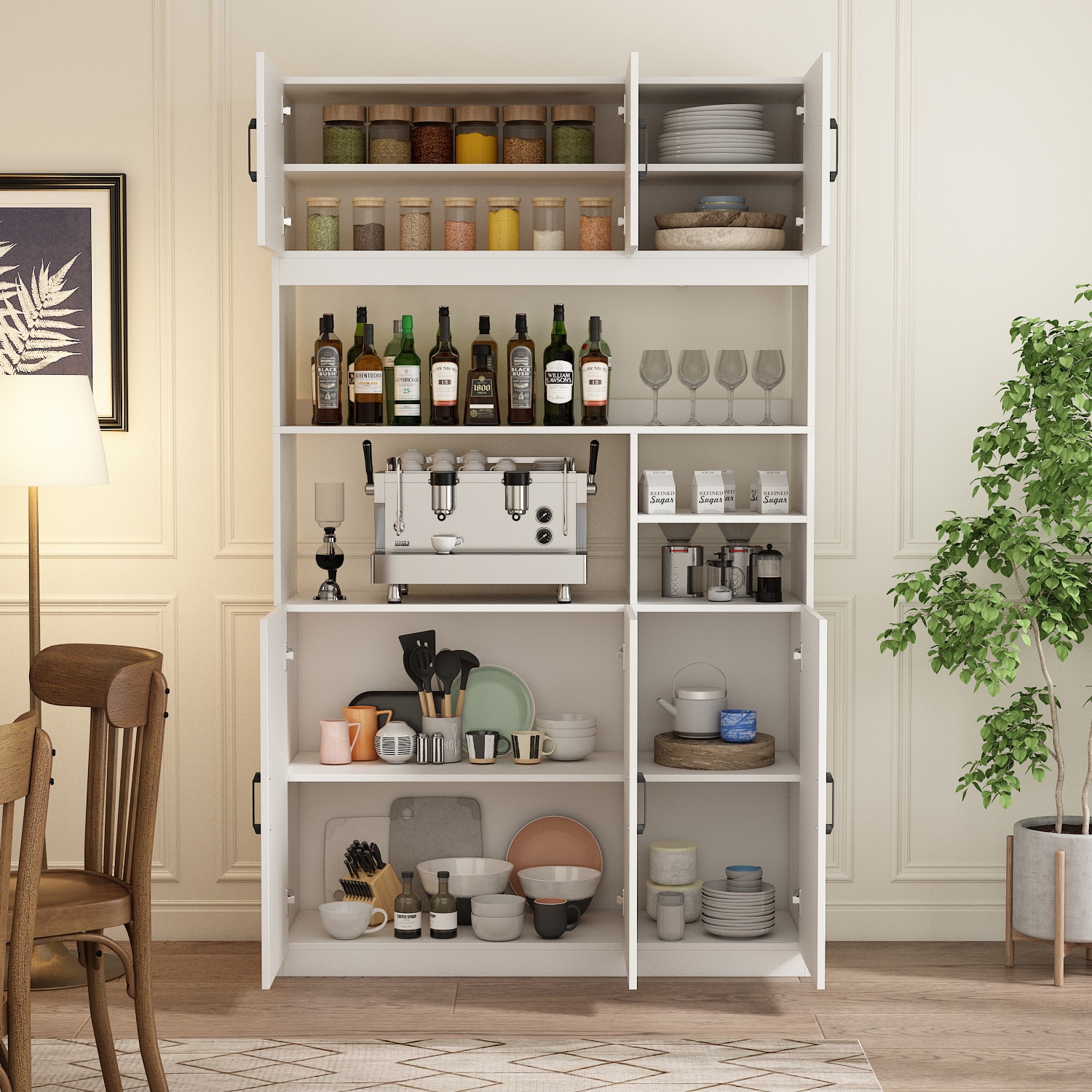 FUFU&GAGA Contemporary/Modern White Pantry with Wine Storage in the ...