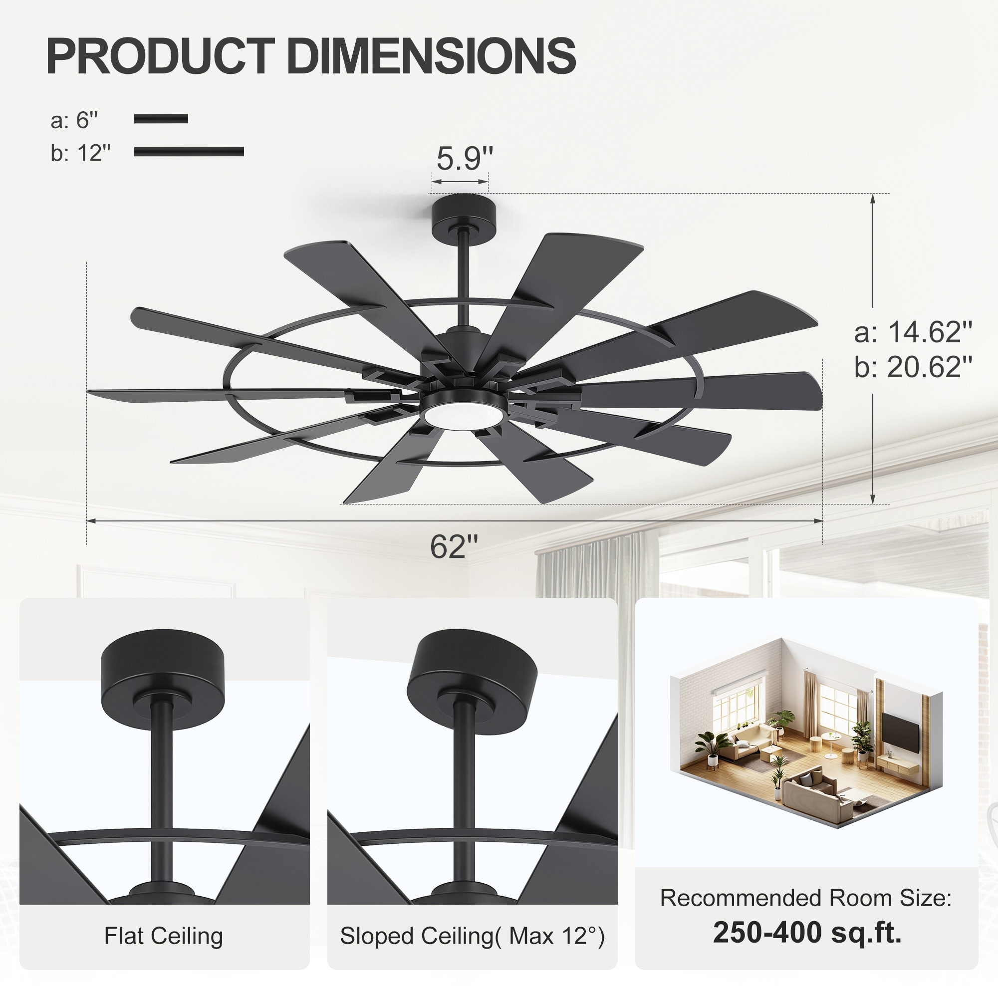 Flashwind A40ZY40039BK Ceiling-Fans - View #3